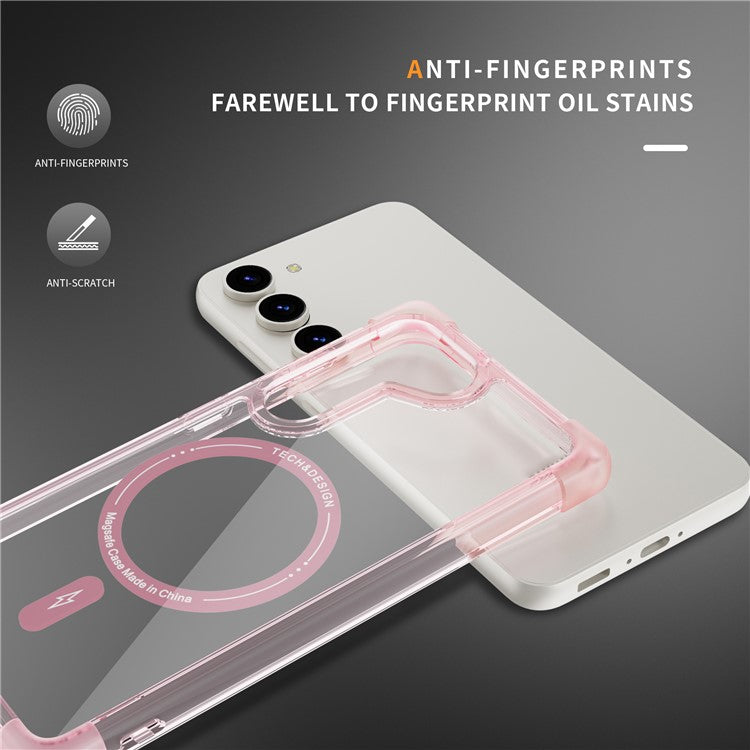 YSM Reinforced Corners Series for Samsung Galaxy S24 Magnetic Phone Case Anti-Scratch Clear - Transparent Pink