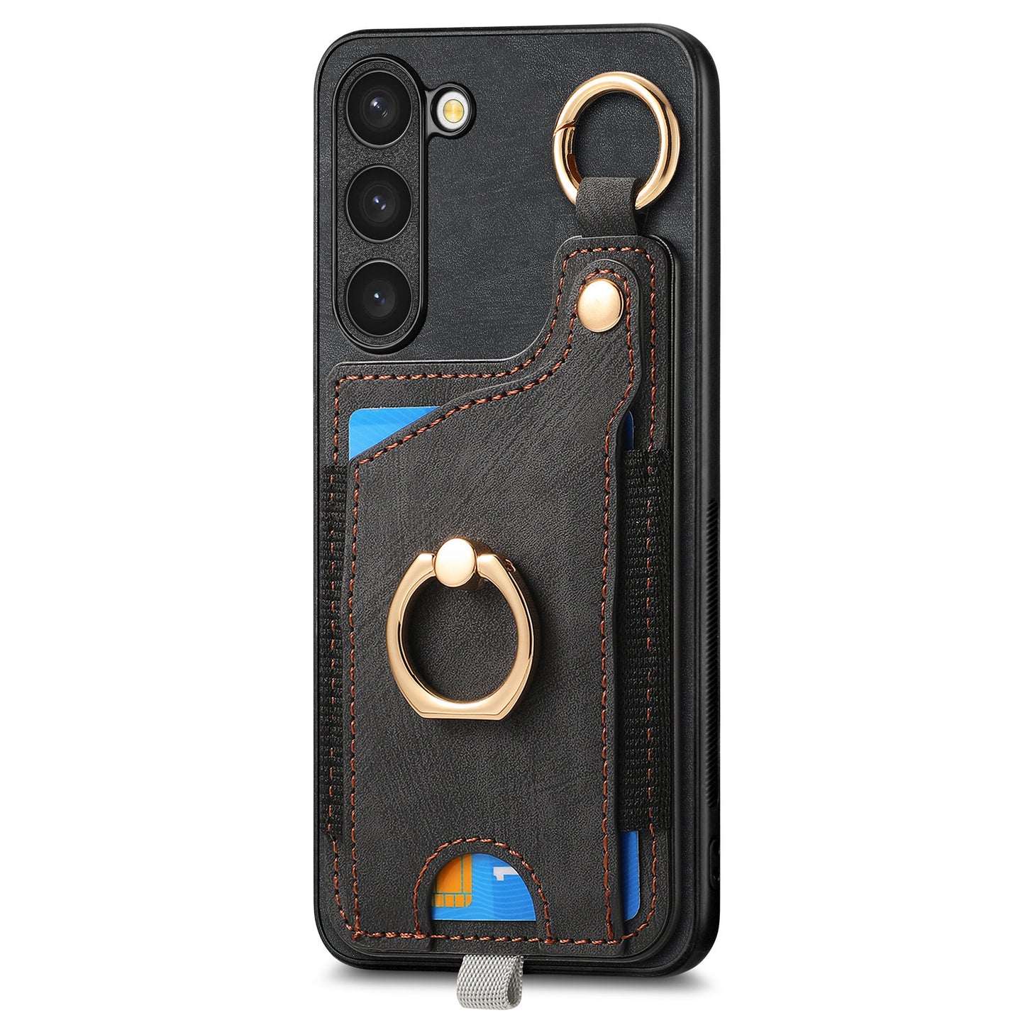 For Samsung Galaxy S24 Cell Phone Case Scratch-resistant Cover with Ring Kickstand - Black