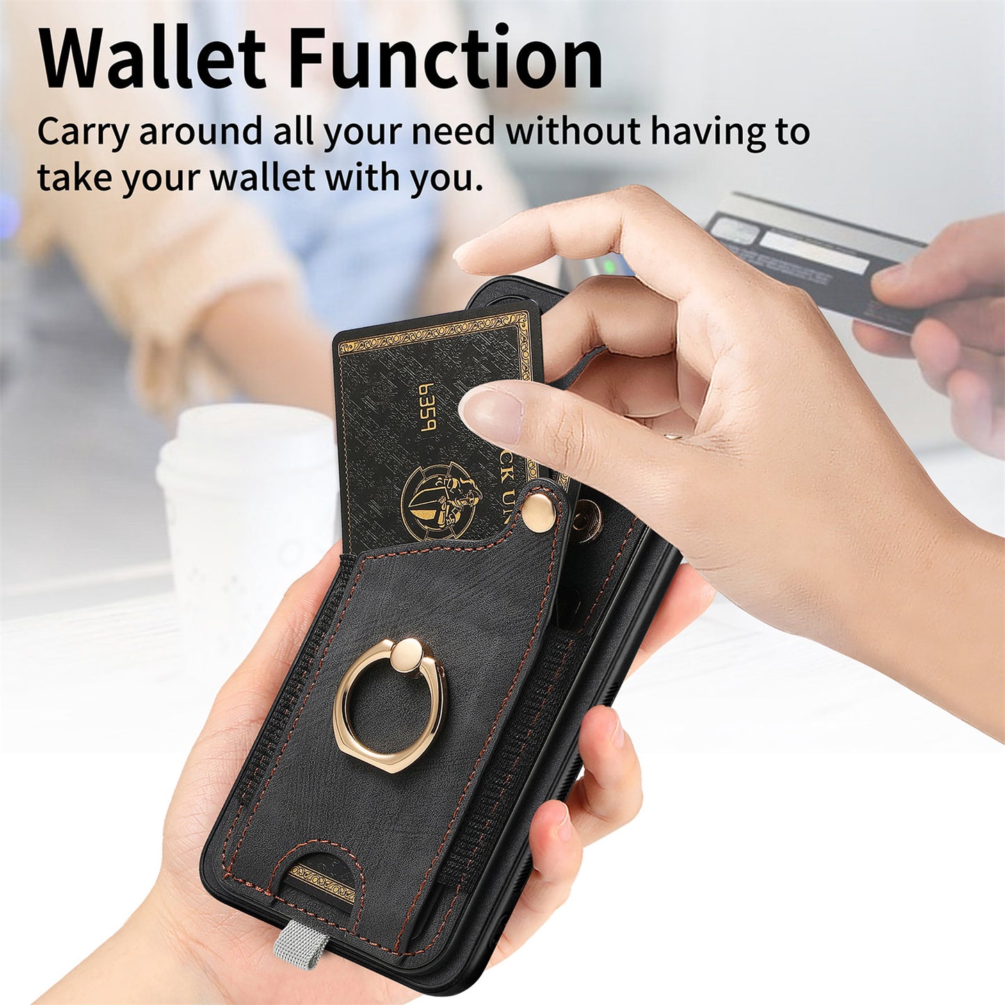 For Samsung Galaxy S24 Cell Phone Case Scratch-resistant Cover with Ring Kickstand - Black