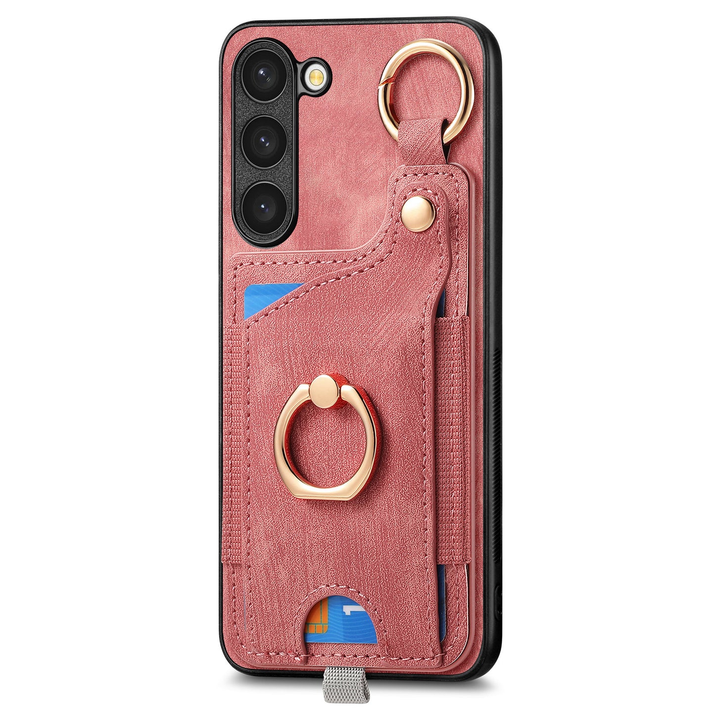 For Samsung Galaxy S24 Cell Phone Case Scratch-resistant Cover with Ring Kickstand - Pink