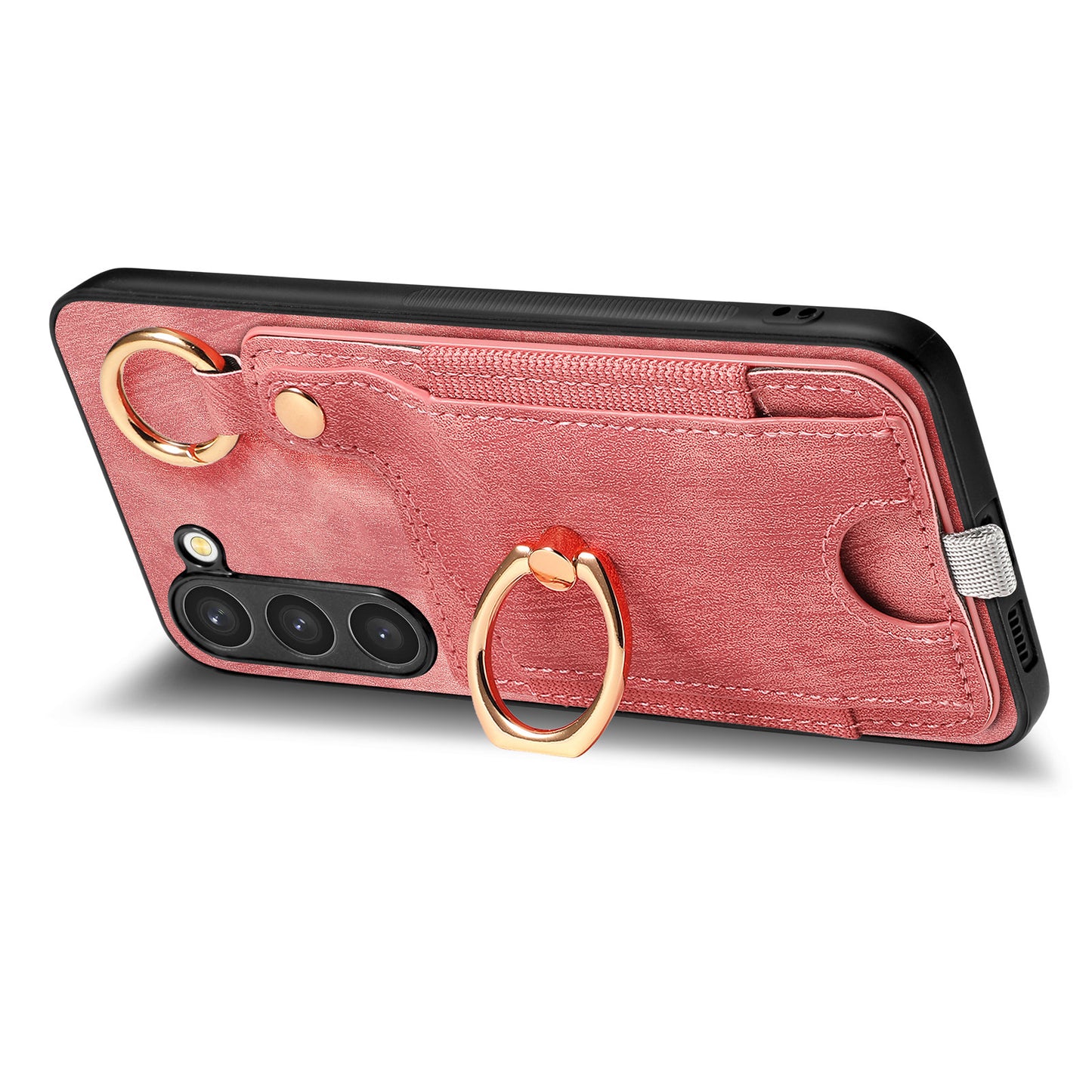 For Samsung Galaxy S24 Cell Phone Case Scratch-resistant Cover with Ring Kickstand - Pink