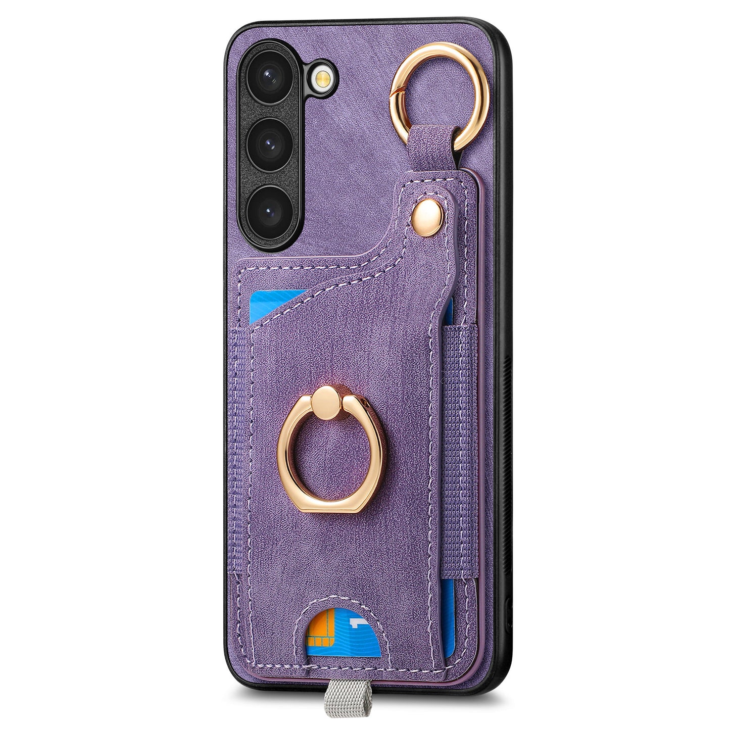 For Samsung Galaxy S24 Cell Phone Case Scratch-resistant Cover with Ring Kickstand - Purple