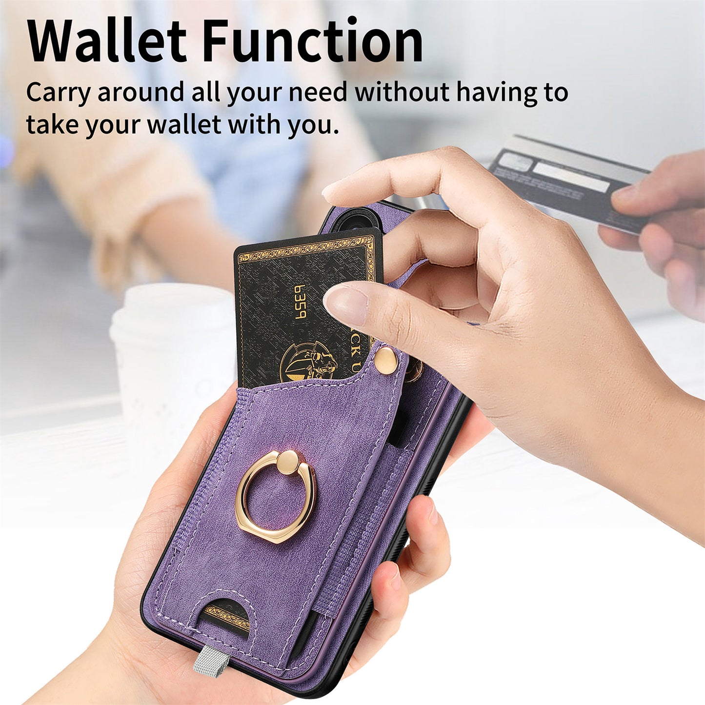 For Samsung Galaxy S24 Cell Phone Case Scratch-resistant Cover with Ring Kickstand - Purple