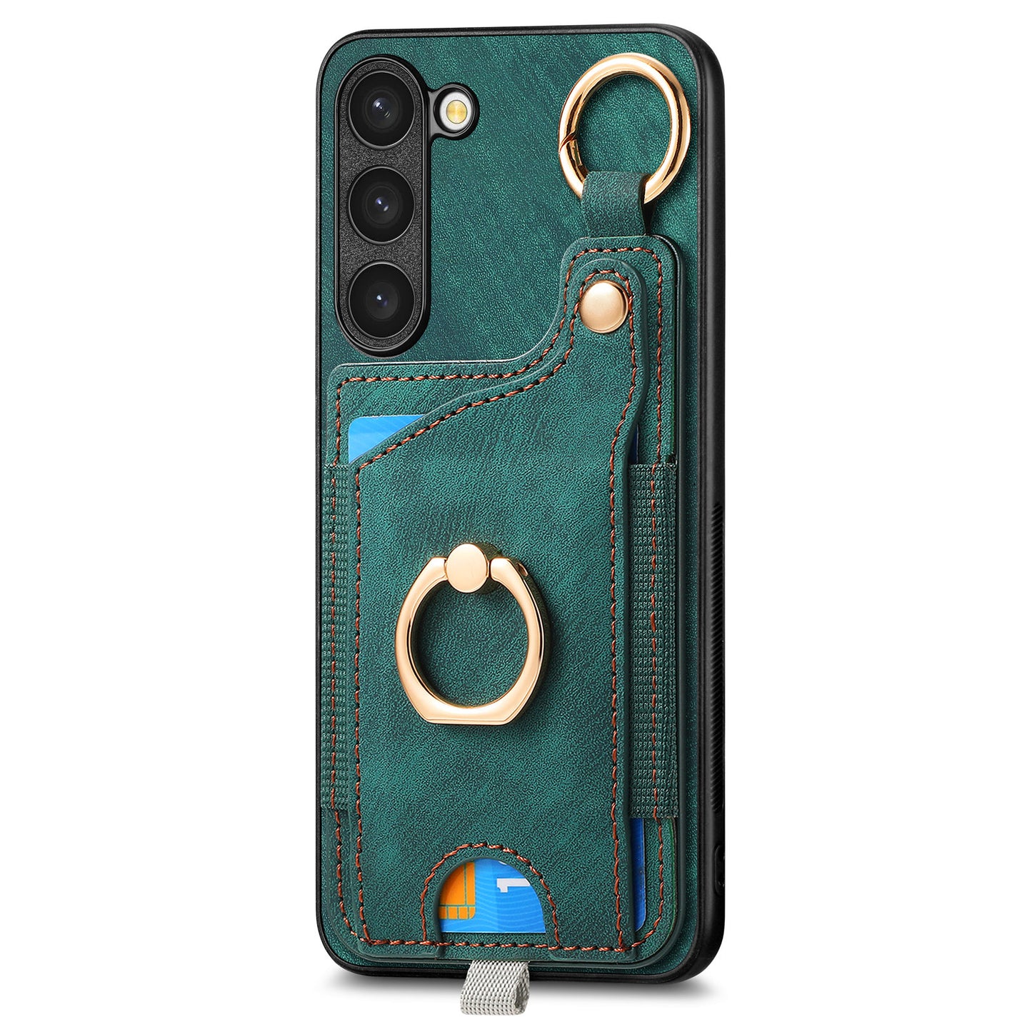 For Samsung Galaxy S24 Cell Phone Case Scratch-resistant Cover with Ring Kickstand - Green