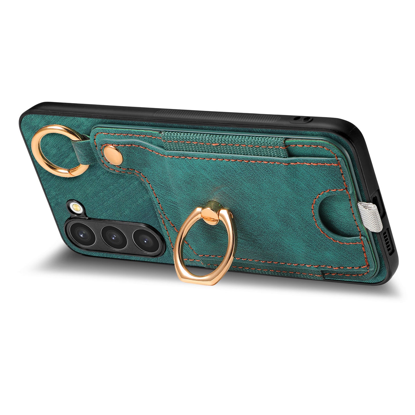 For Samsung Galaxy S24 Cell Phone Case Scratch-resistant Cover with Ring Kickstand - Green