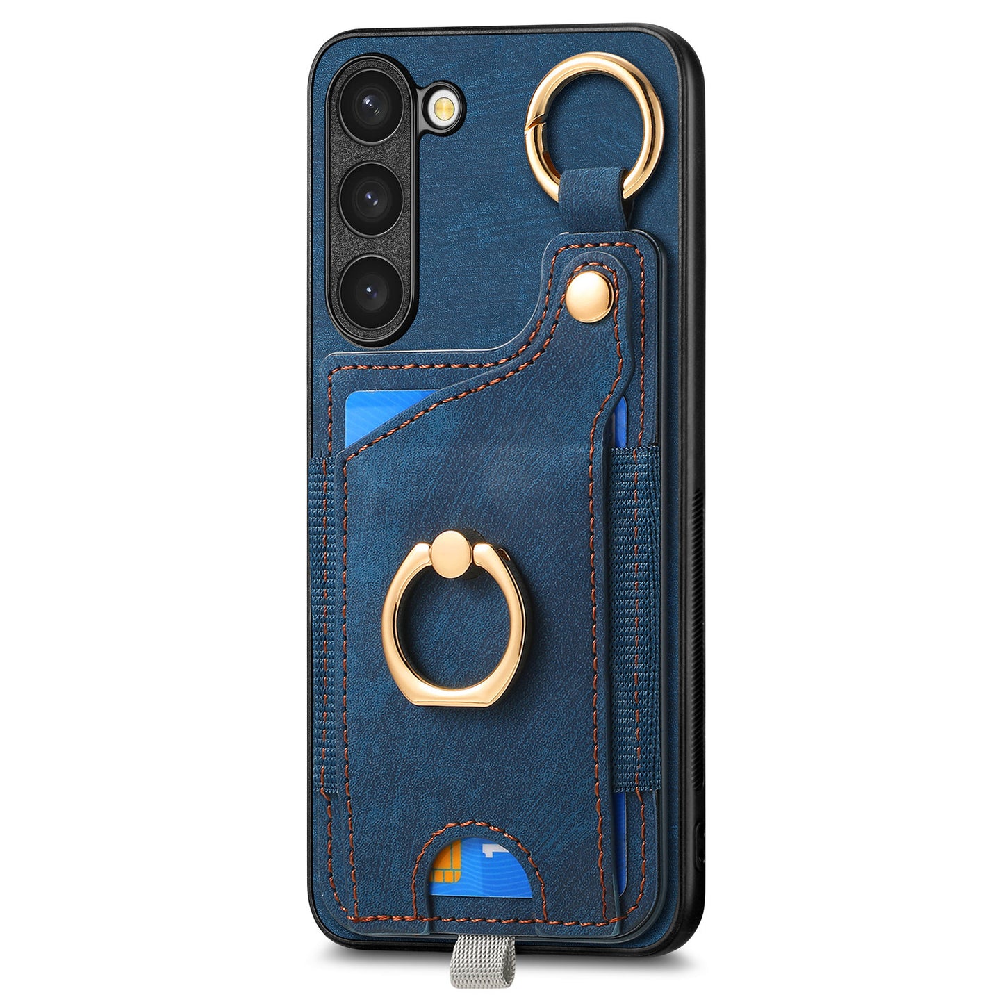 For Samsung Galaxy S24 Cell Phone Case Scratch-resistant Cover with Ring Kickstand - Blue