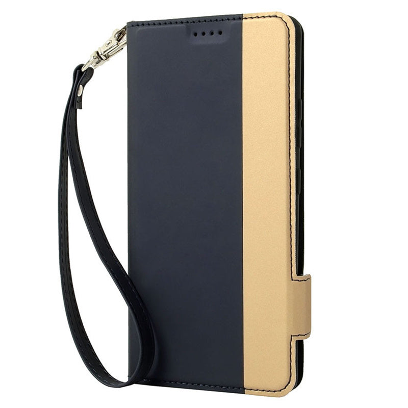 For Samsung Galaxy S24 Card Slot PU Leather Phone Case Flip Stand Contrast Color Phone Cover - Blue