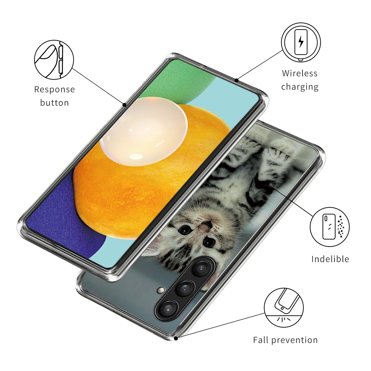 For Samsung Galaxy S24+ TPU Case Pattern Printed Anti-scratch Phone Cover - Cute Cat