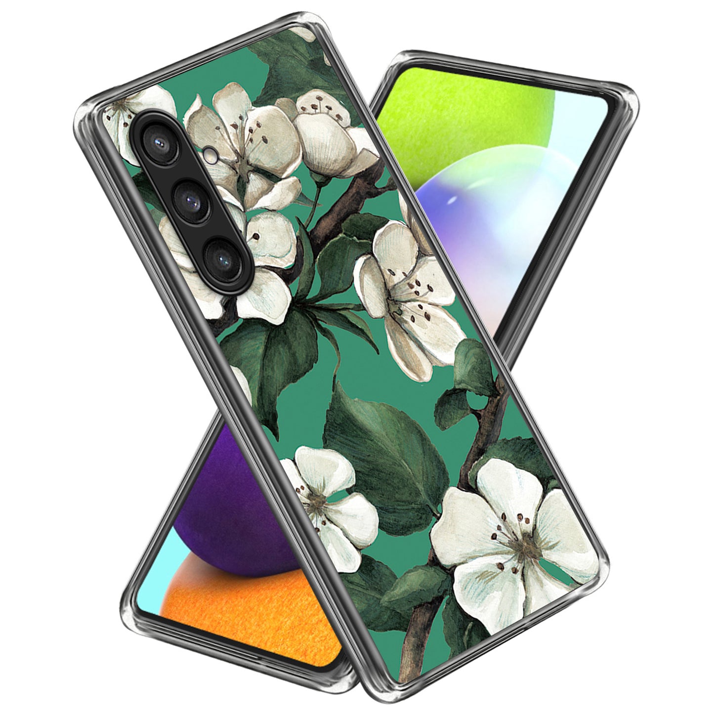 For Samsung Galaxy S24+ TPU Case Pattern Printed Anti-scratch Phone Cover - White Flowers