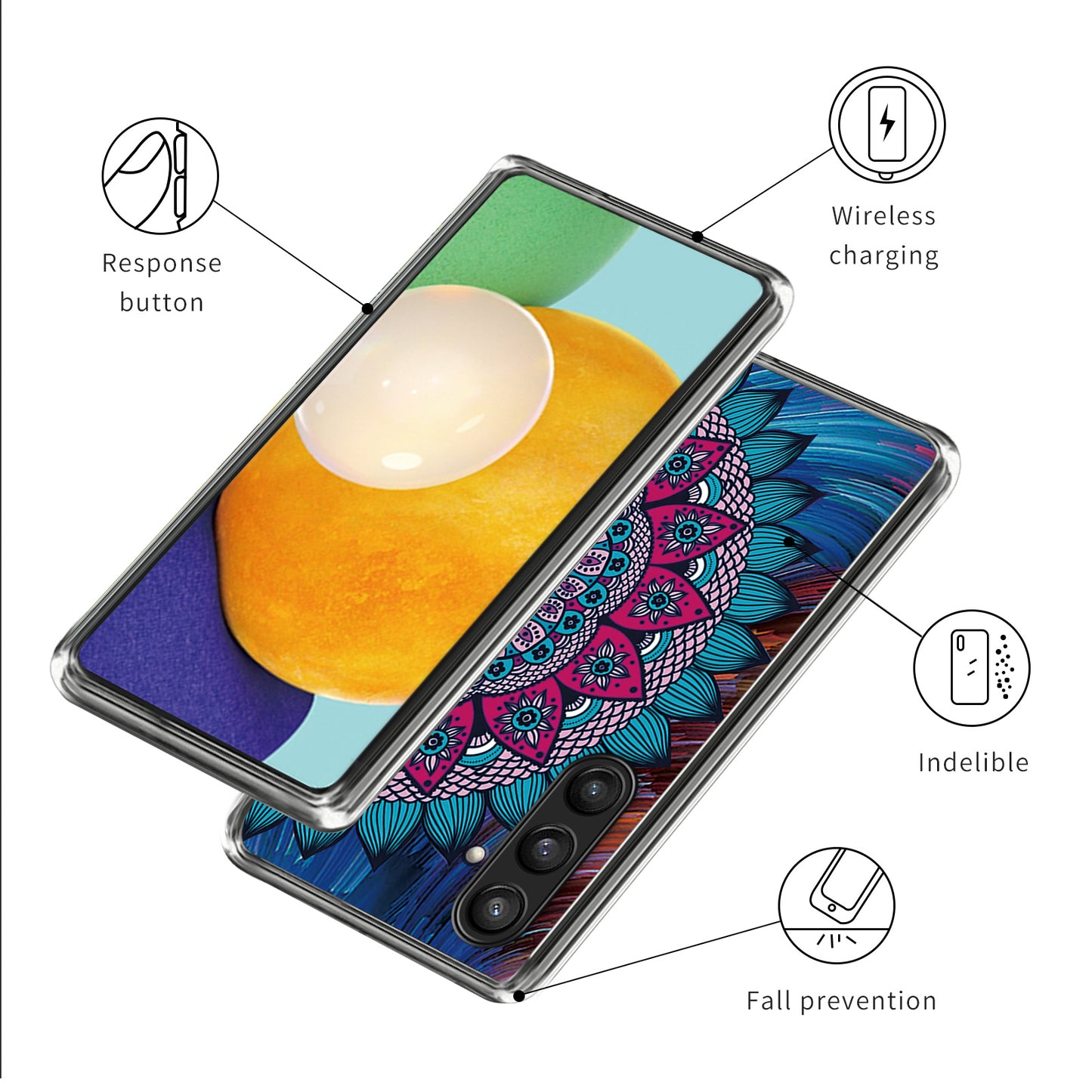 For Samsung Galaxy S24 TPU Phone Case Protective Phone Cover Pattern Printing - Mandala Flower