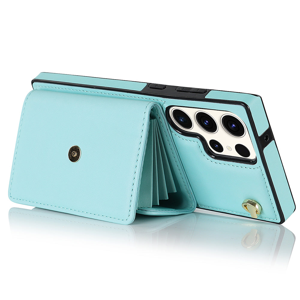 For Samsung Galaxy S24 Ultra RFID Blocking Card Slots Cover Phone Card Case - Blue