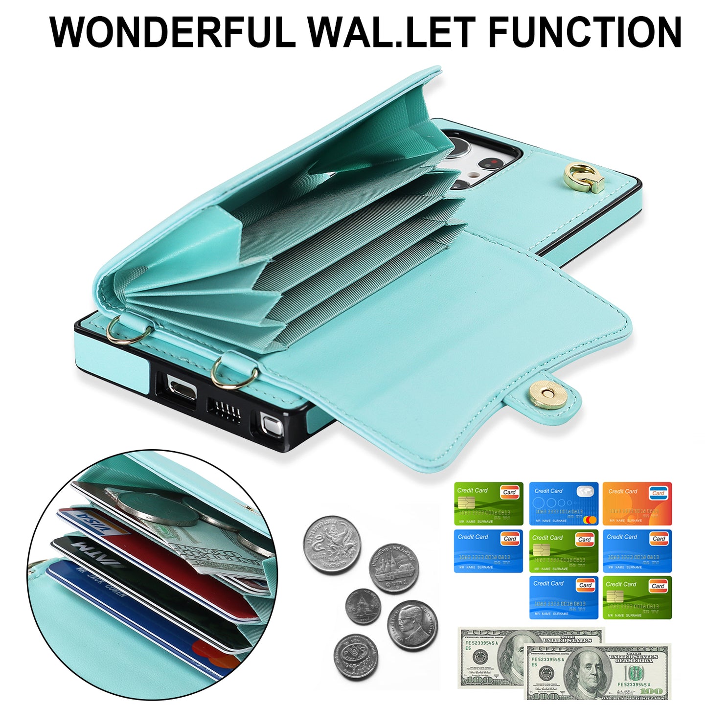 For Samsung Galaxy S24 Ultra RFID Blocking Card Slots Cover Phone Card Case - Blue