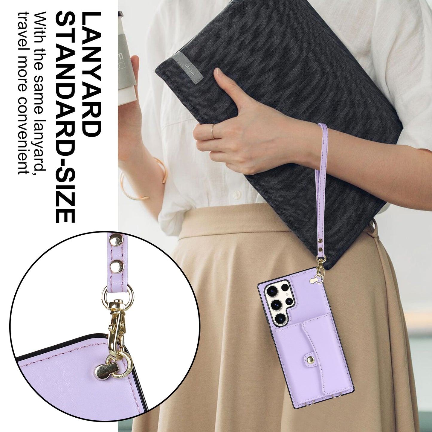 For Samsung Galaxy S24 Ultra RFID Blocking Card Slots Cover Phone Card Case - Purple