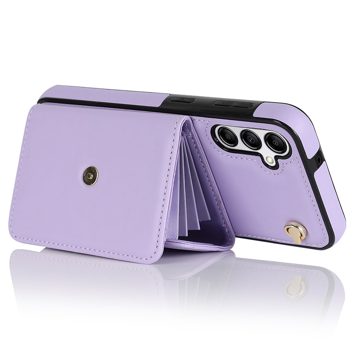 For Samsung Galaxy S24 Card Slots Phone Case Kickstand Crossbody Phone Cover - Purple