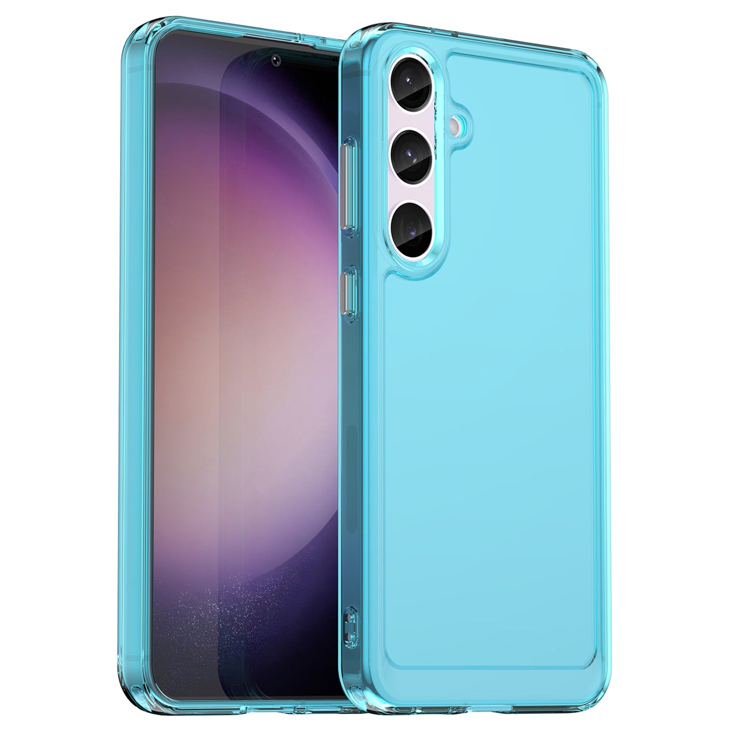 For Samsung Galaxy S24+ Case Candy Series Anti-collision TPU Cell Phone Cover - Transparent Blue