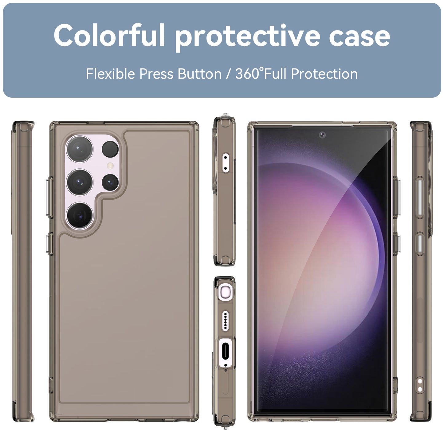 For Samsung Galaxy S24 Ultra Case Candy Series Flexible TPU Cell Phone Cover - Transparent Grey
