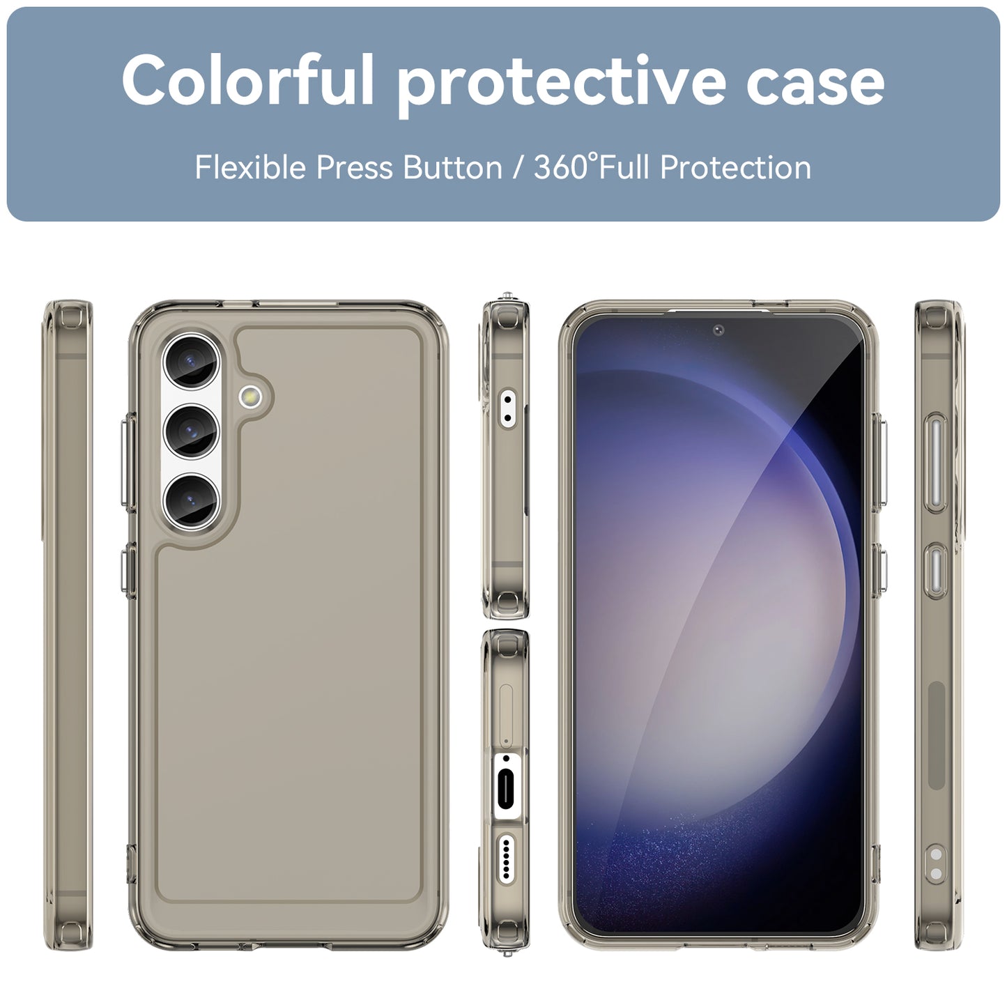 Candy Series for Samsung Galaxy S24 Case Shockproof Soft TPU Phone Back Cover - Transparent