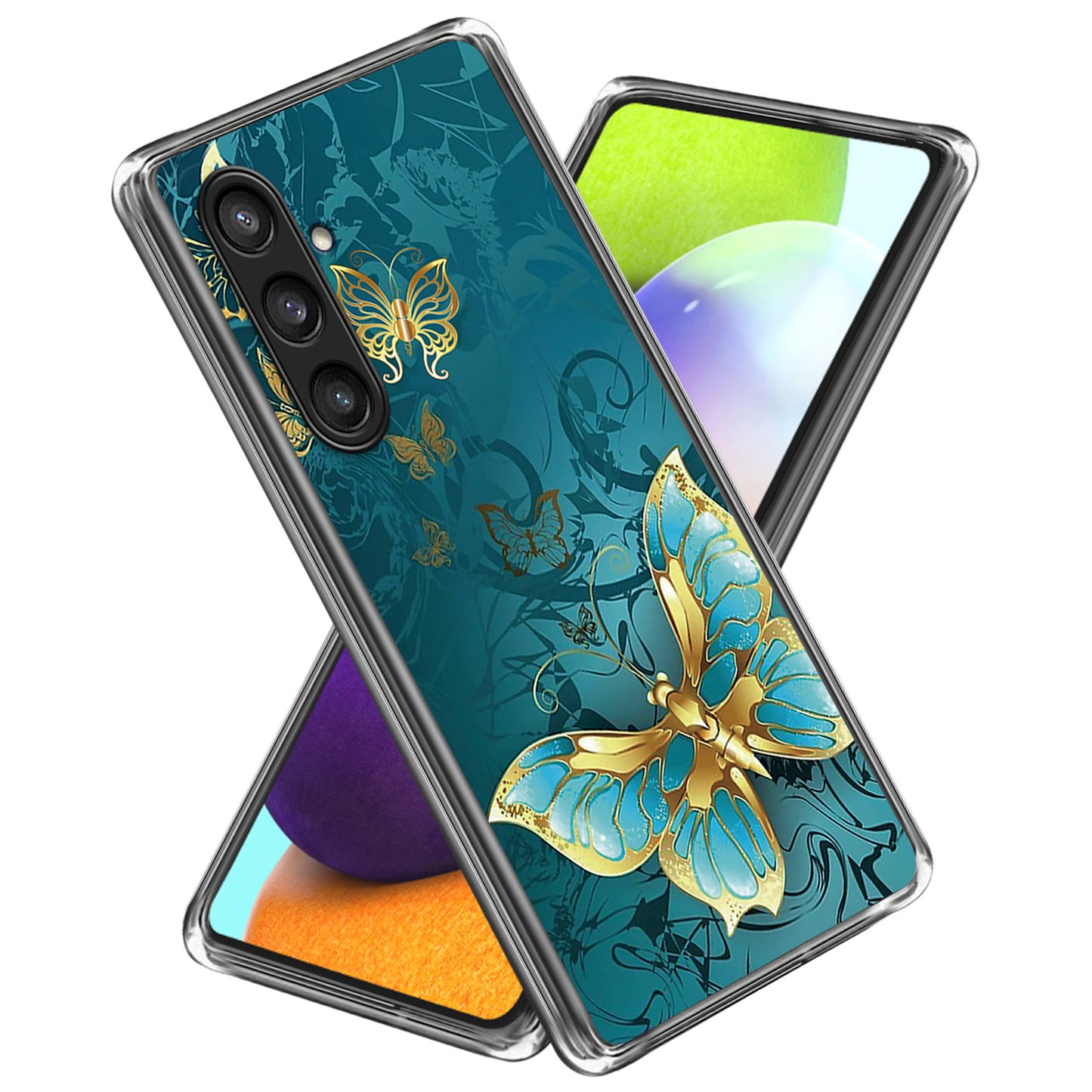For Samsung Galaxy S24+ Case Pattern Printing Anti-scratch Phone Cover - Golden Butterfly
