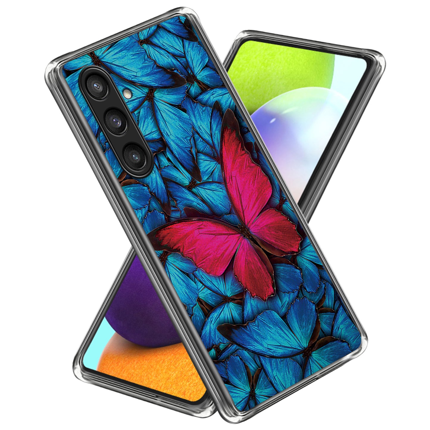 For Samsung Galaxy S24+ Case Pattern Printing Anti-scratch Phone Cover - Red Butterfly