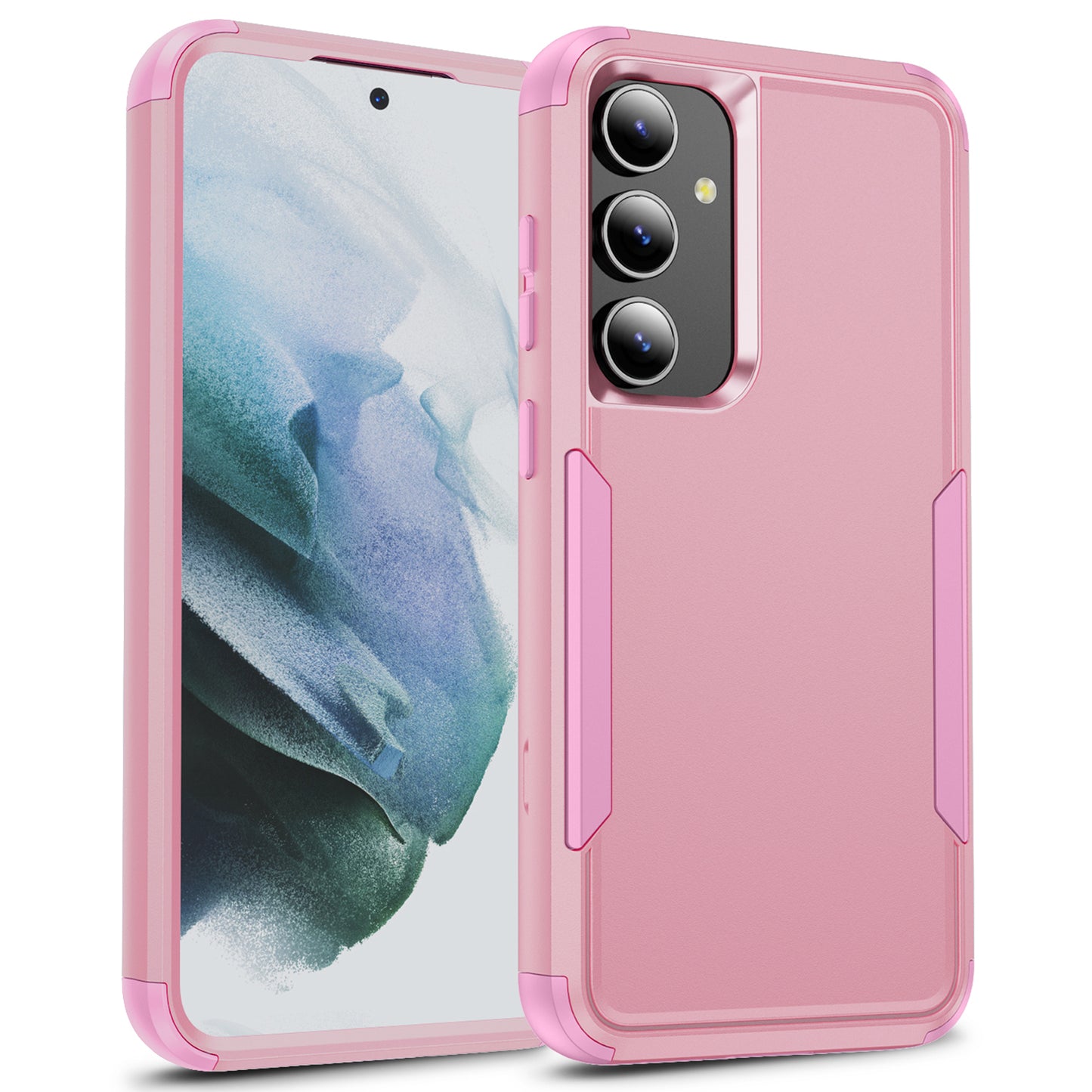 Commuter Series For Samsung Galaxy S24 Case 3-in-1 TPU+PC Anti-drop Back Cover - Pink