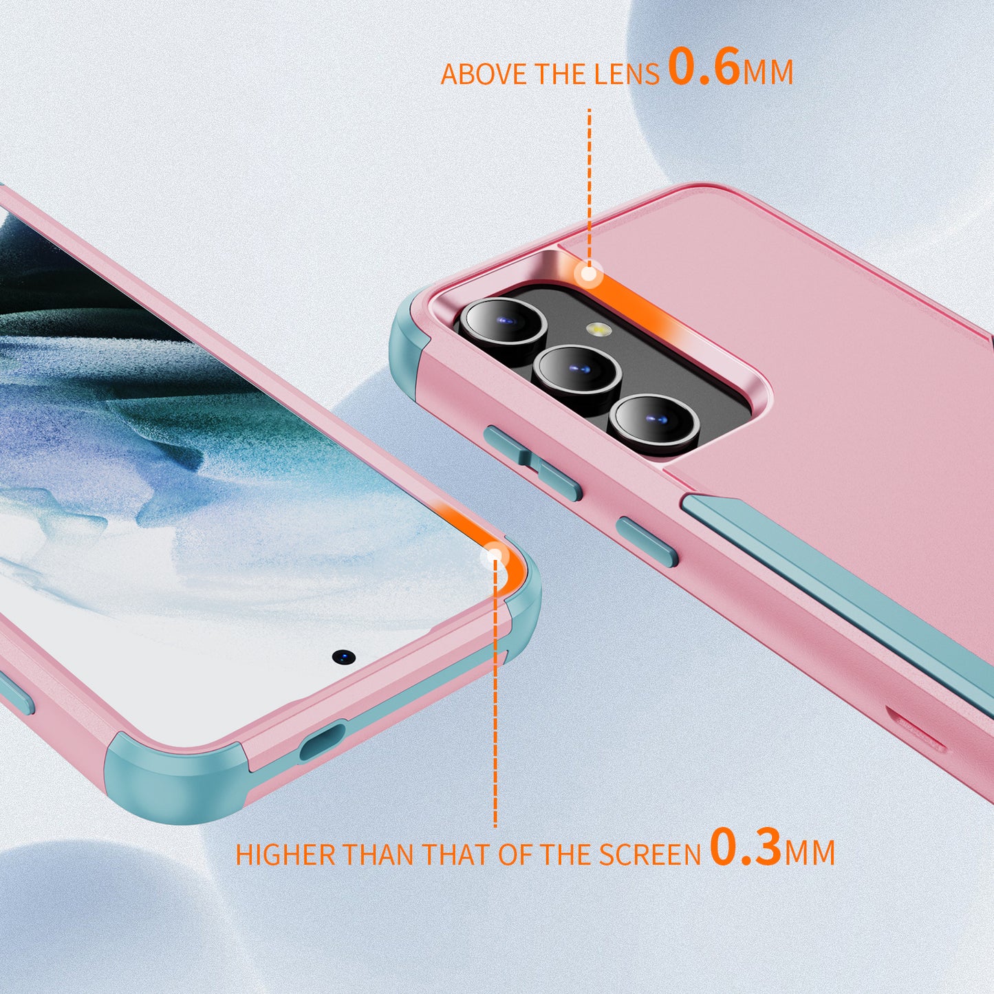 Commuter Series For Samsung Galaxy S24 Case 3-in-1 TPU+PC Anti-drop Back Cover - Pink / Grey Green