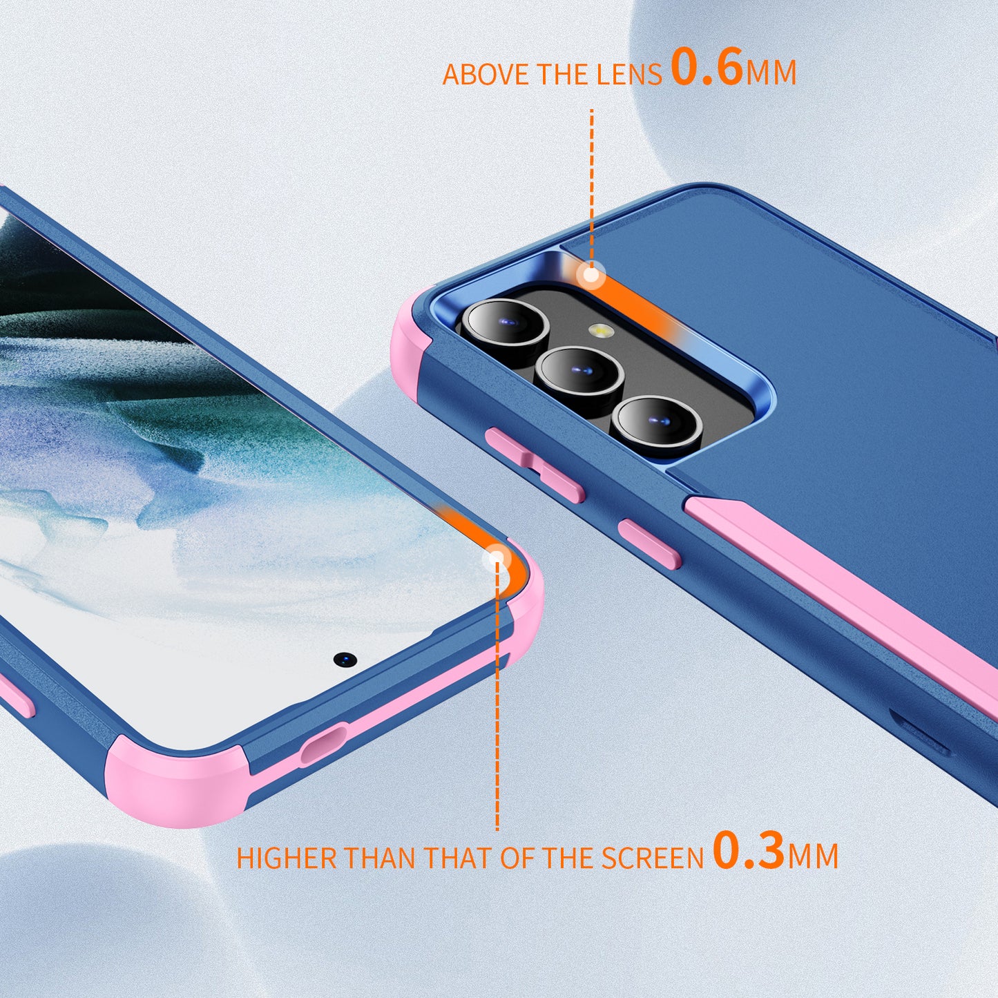 Commuter Series For Samsung Galaxy S24 Case 3-in-1 TPU+PC Anti-drop Back Cover - Sapphire / Pink