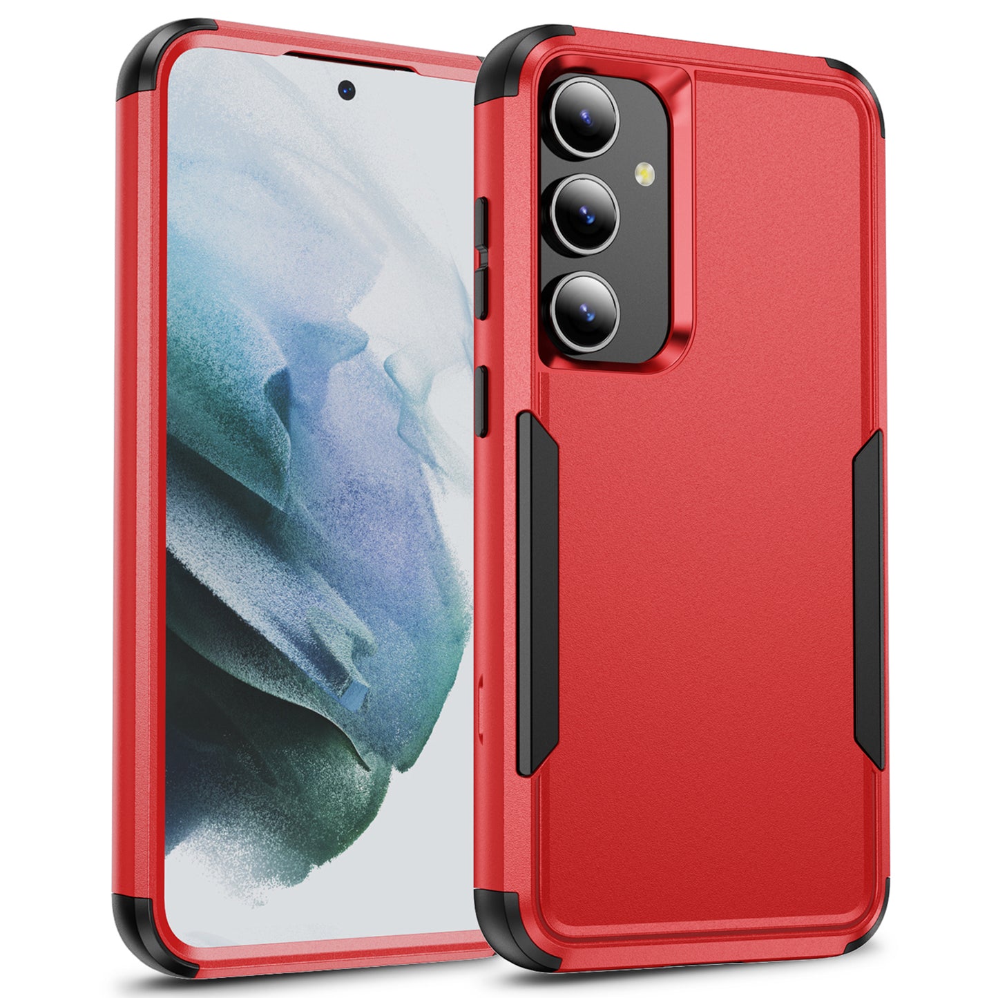 Commuter Series For Samsung Galaxy S24 Case 3-in-1 TPU+PC Anti-drop Back Cover - Red / Black