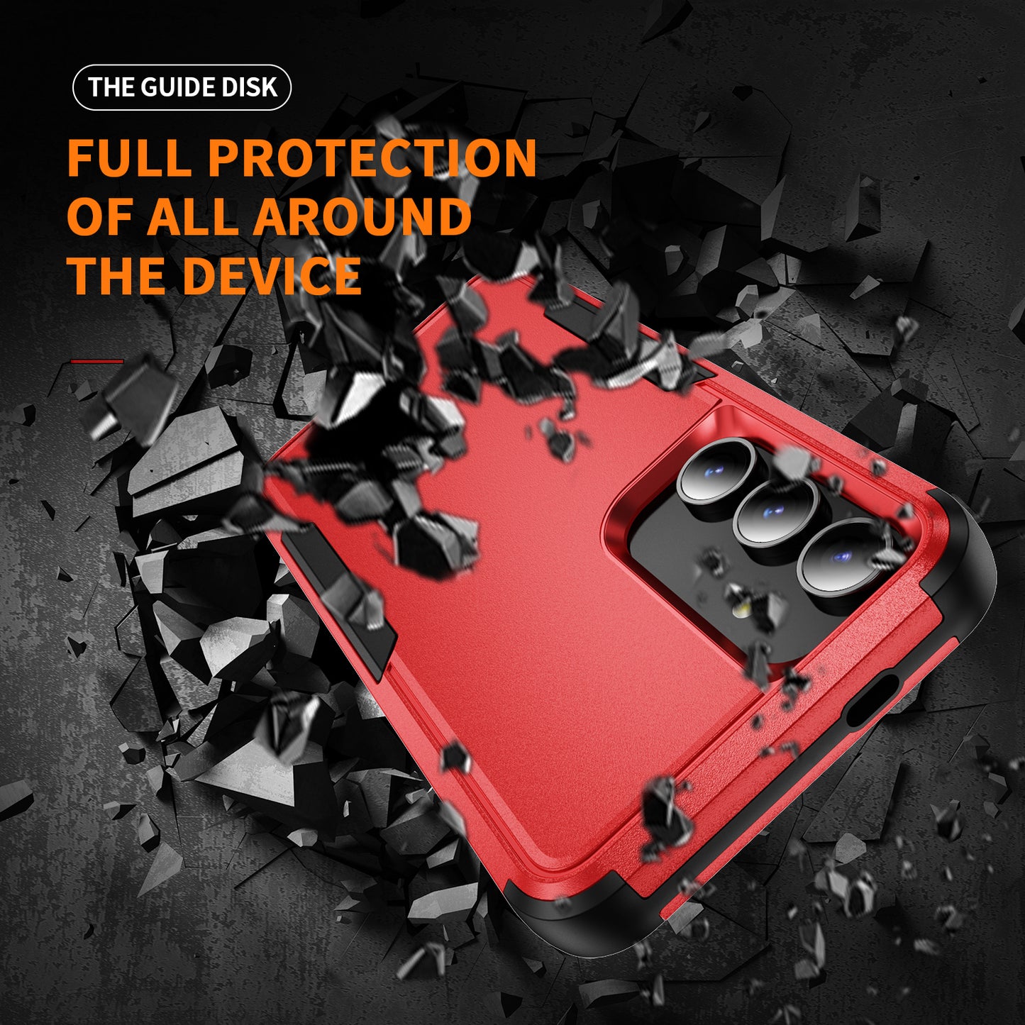 Commuter Series For Samsung Galaxy S24 Case 3-in-1 TPU+PC Anti-drop Back Cover - Red / Black