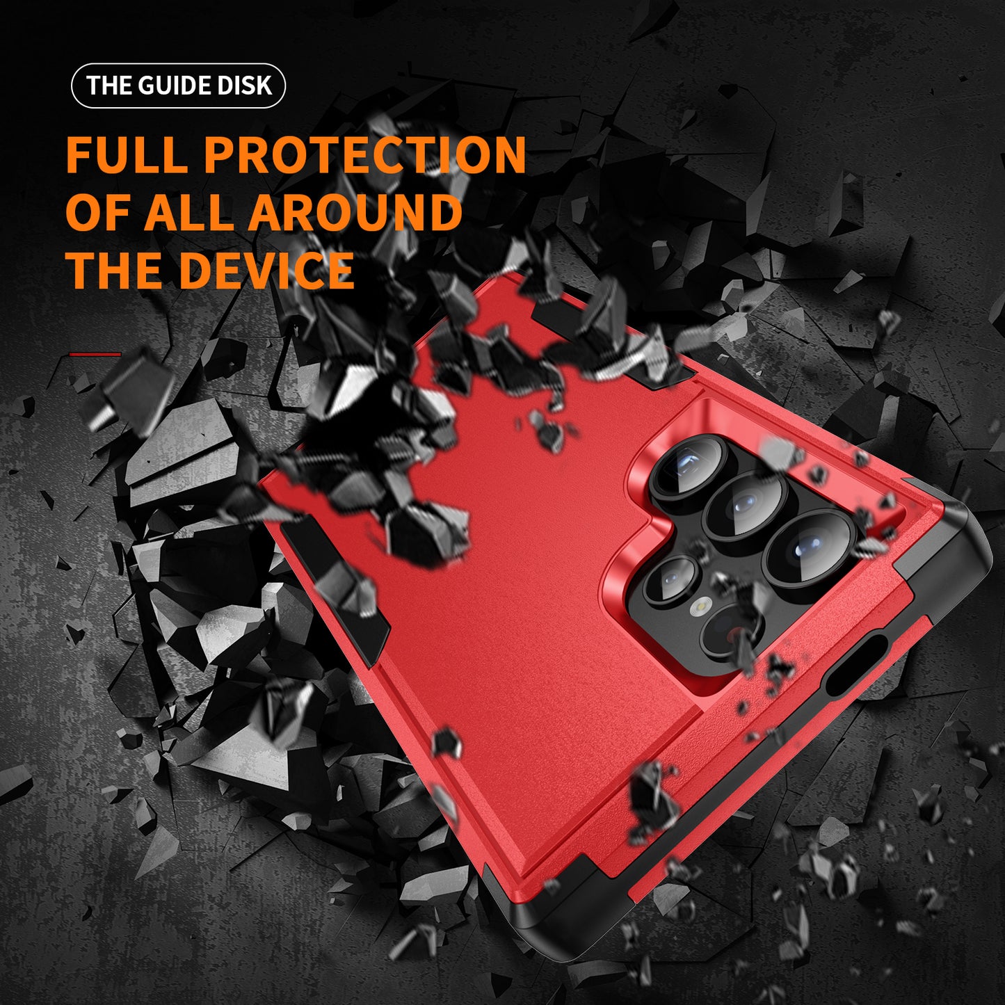 Commuter Series For Samsung Galaxy S24 Ultra Cell Phone Case TPU+PC Back Shell - Red / Black