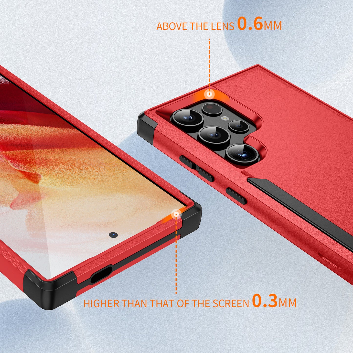 Commuter Series For Samsung Galaxy S24 Ultra Cell Phone Case TPU+PC Back Shell - Red / Black