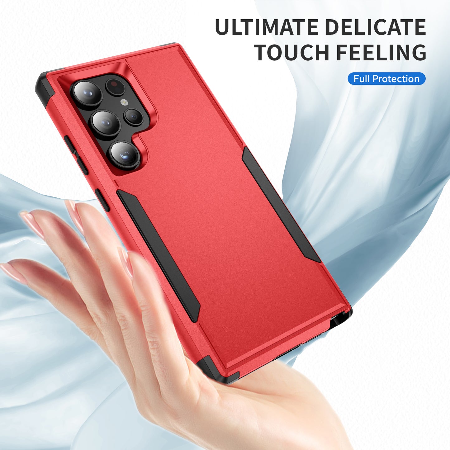 Commuter Series For Samsung Galaxy S24 Ultra Cell Phone Case TPU+PC Back Shell - Red / Black