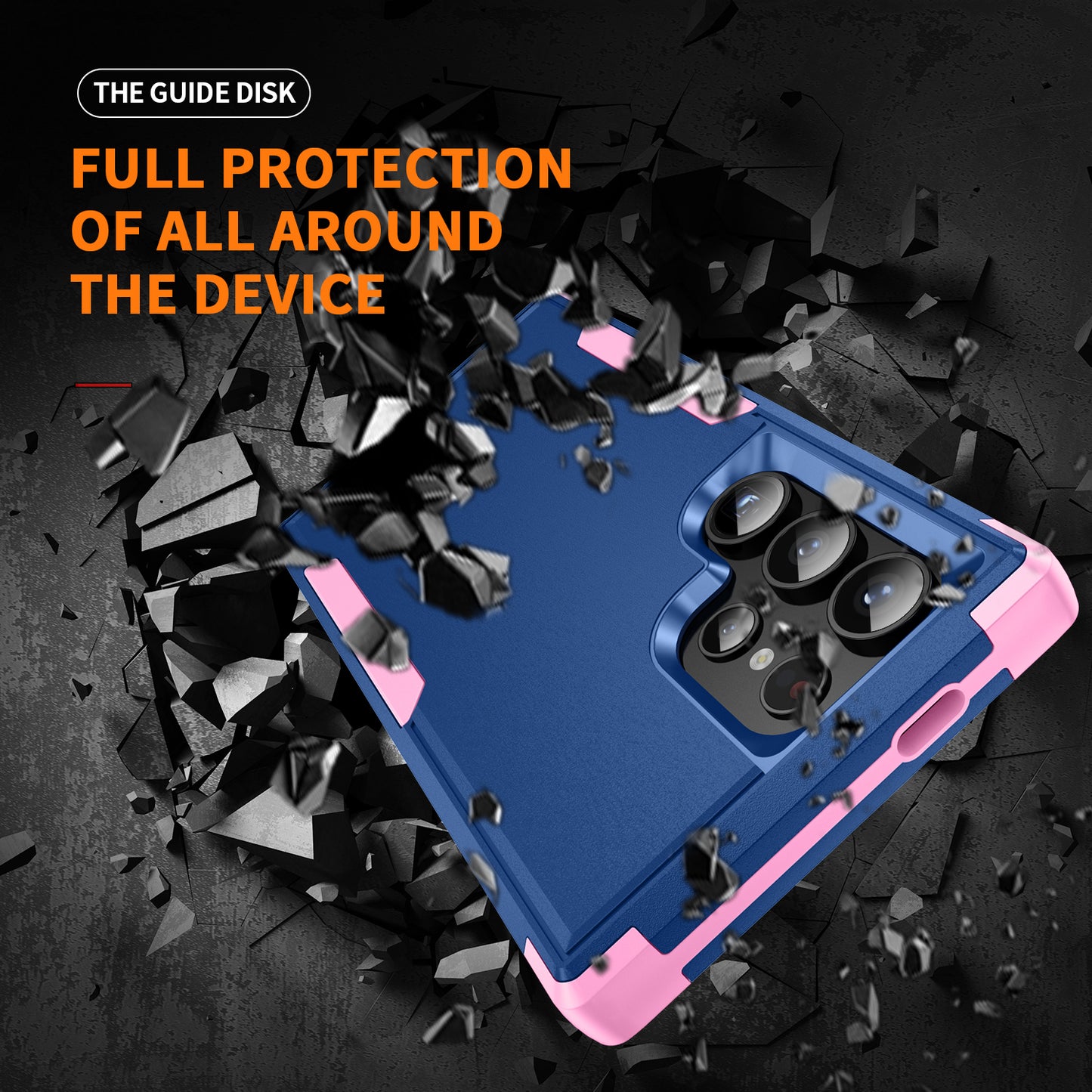 Commuter Series For Samsung Galaxy S24 Ultra Cell Phone Case TPU+PC Back Shell - Sapphire / Pink