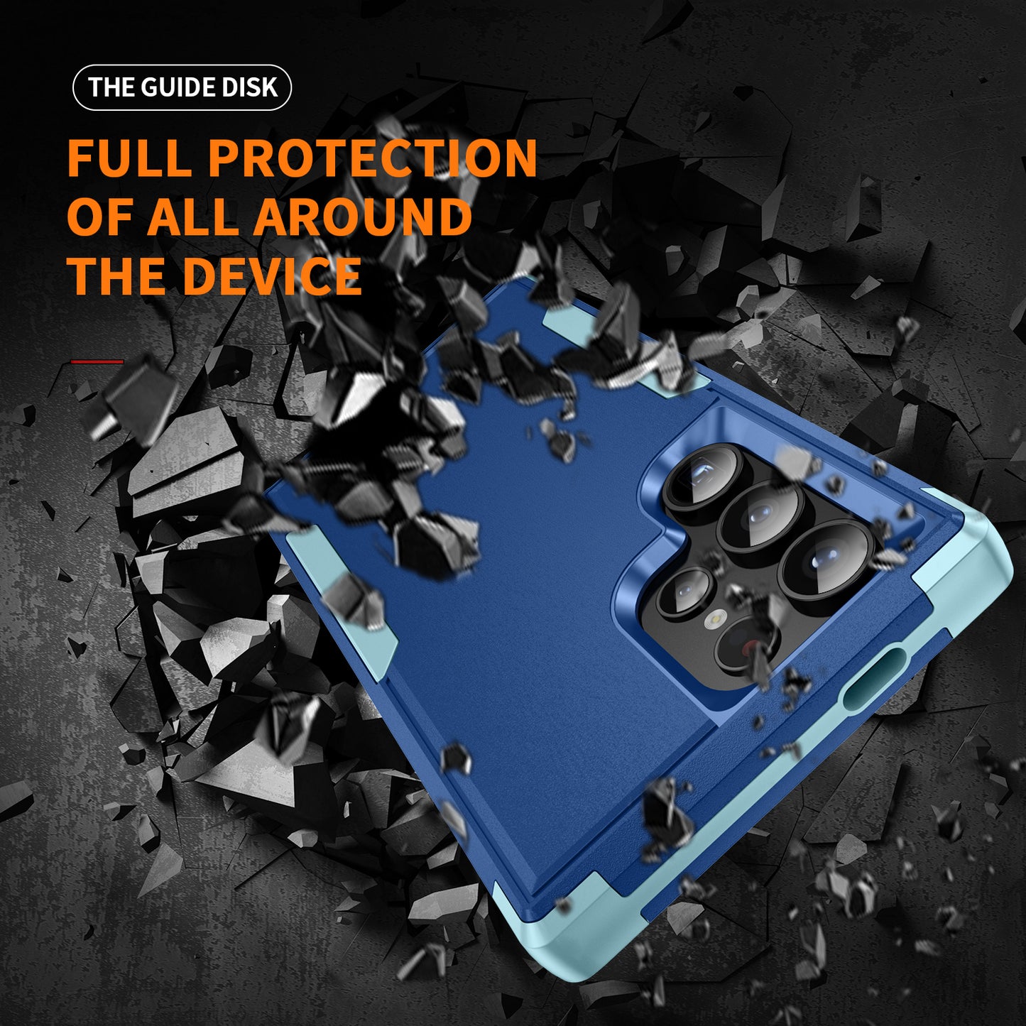 Commuter Series For Samsung Galaxy S24 Ultra Cell Phone Case TPU+PC Back Shell - Sapphire / Blue