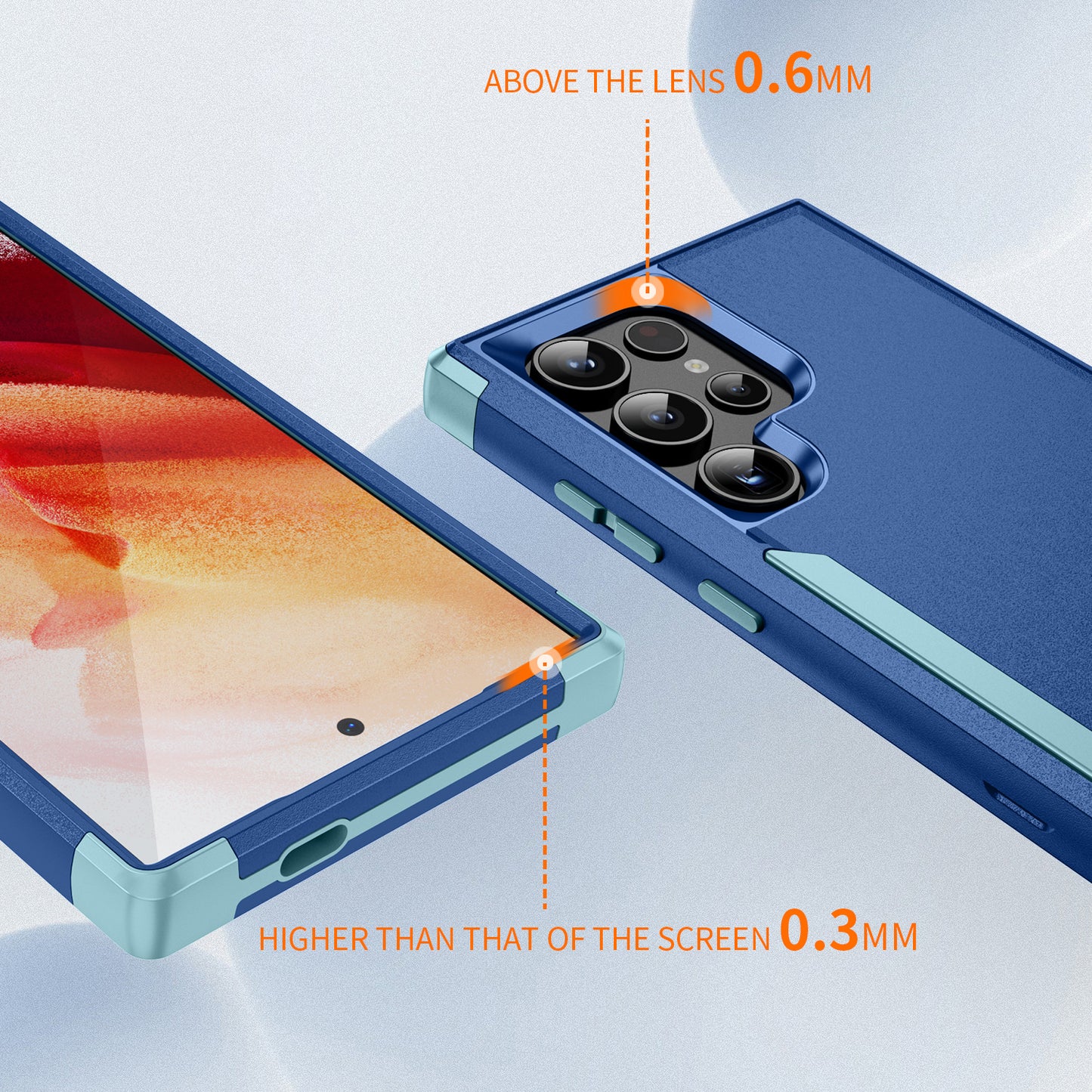 Commuter Series For Samsung Galaxy S24 Ultra Cell Phone Case TPU+PC Back Shell - Sapphire / Blue