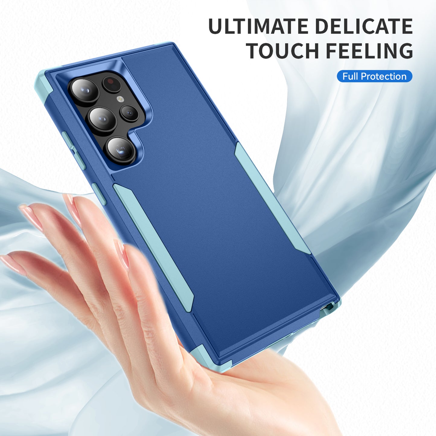 Commuter Series For Samsung Galaxy S24 Ultra Cell Phone Case TPU+PC Back Shell - Sapphire / Blue