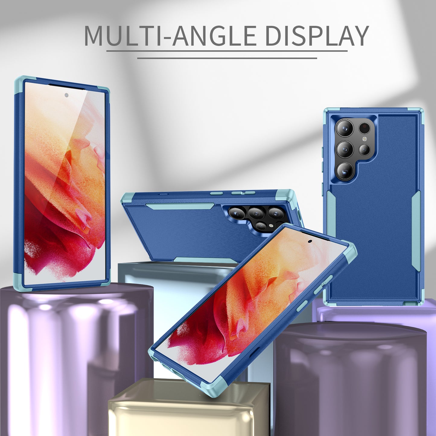 Commuter Series For Samsung Galaxy S24 Ultra Cell Phone Case TPU+PC Back Shell - Sapphire / Blue