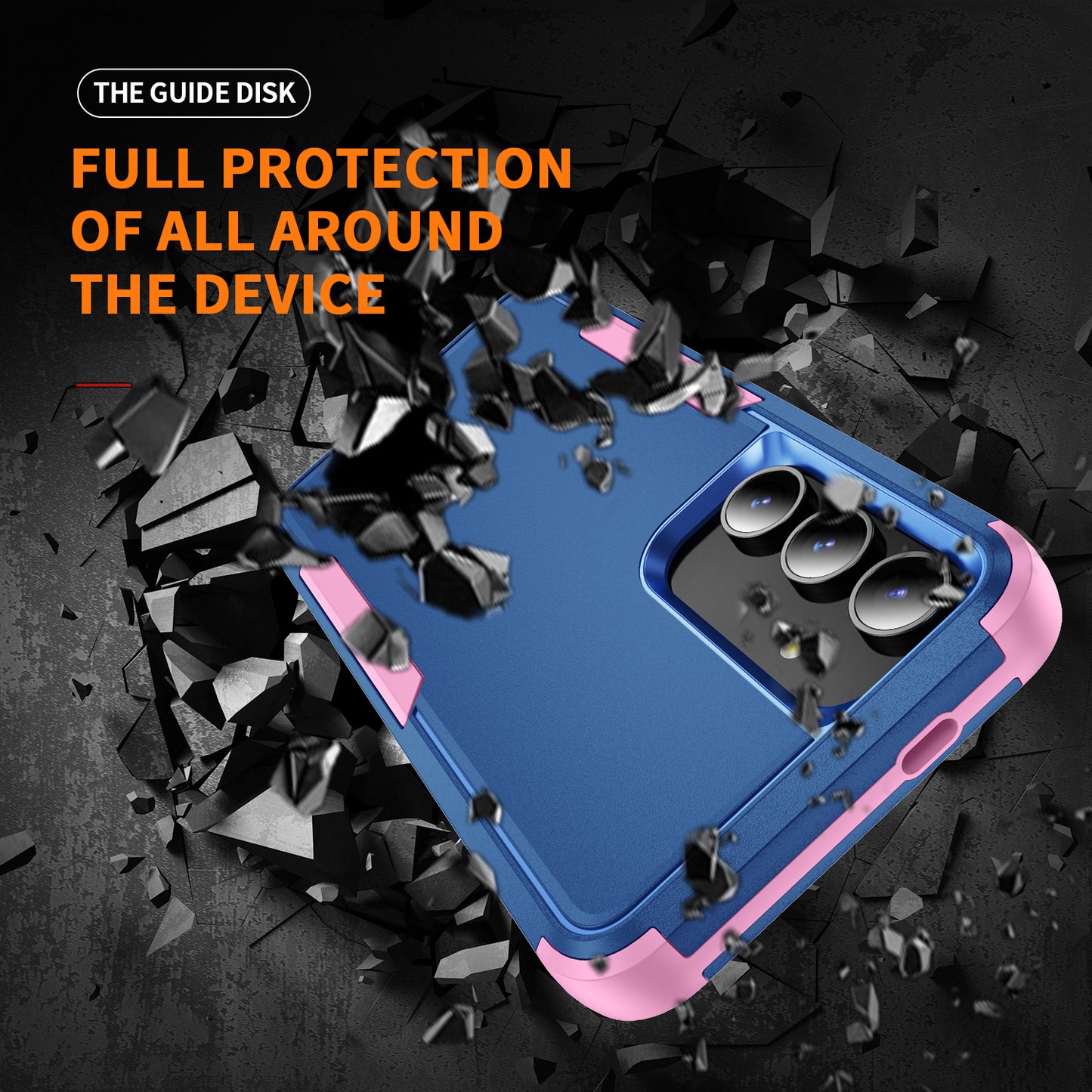 Commuter Series For Samsung Galaxy S24+ Back Case 3-in-1 Shockproof TPU+PC Phone Cover - Sapphire / Pink