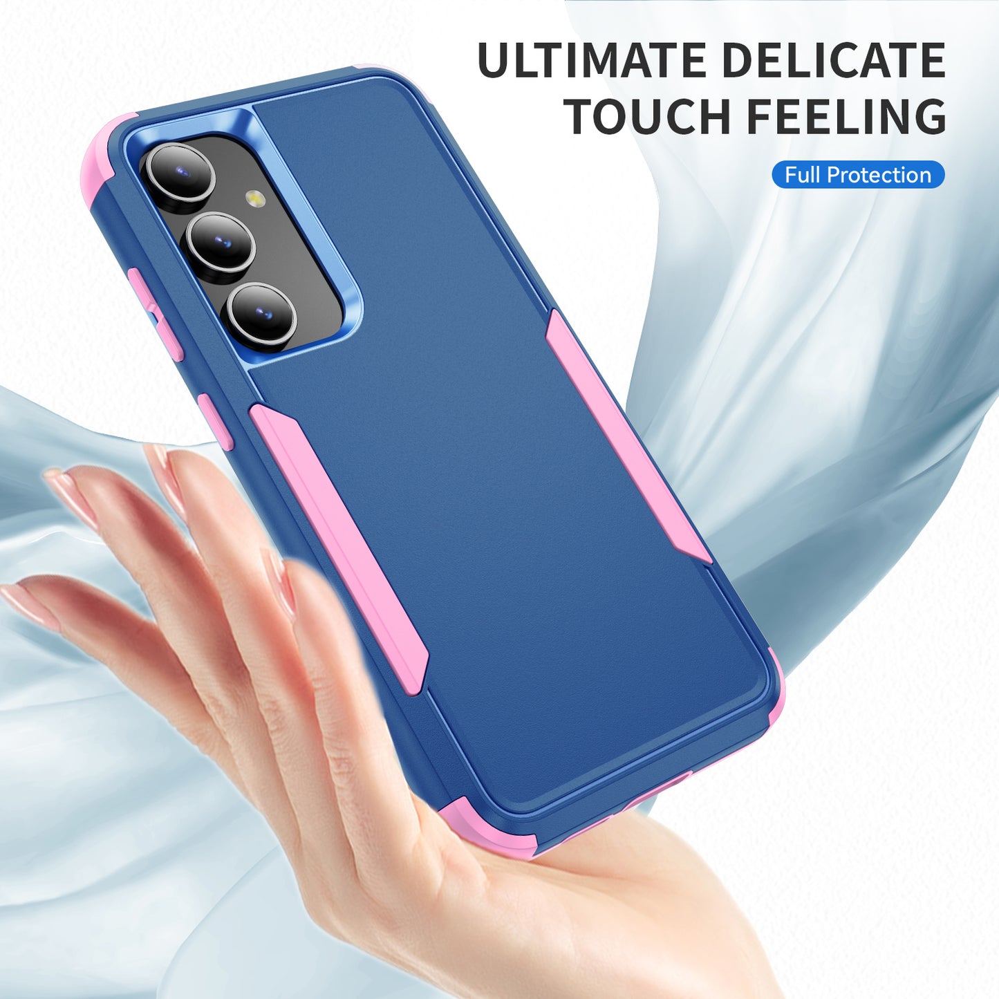 Commuter Series For Samsung Galaxy S24+ Back Case 3-in-1 Shockproof TPU+PC Phone Cover - Sapphire / Pink