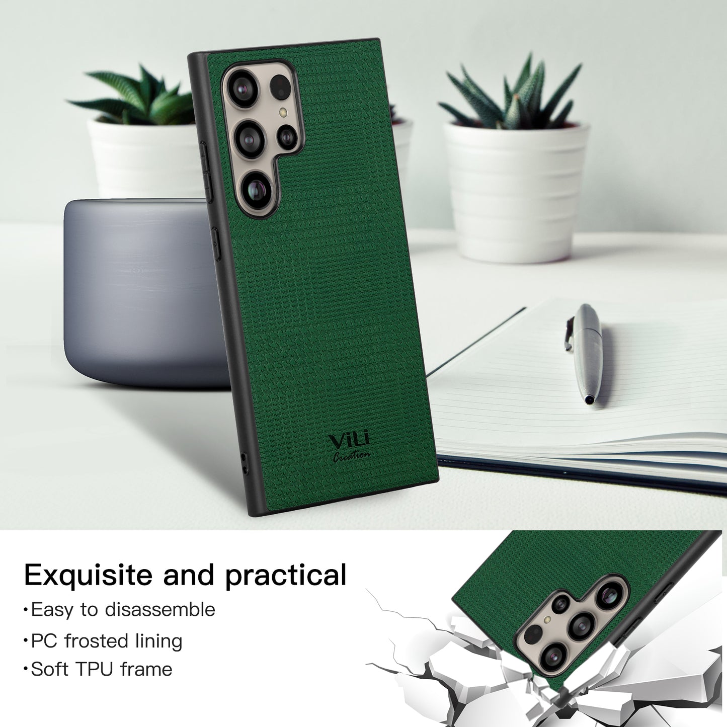 VILI TH Series for Samsung Galaxy S24 Ultra Shockproof Cover Protective Phone Case - Green