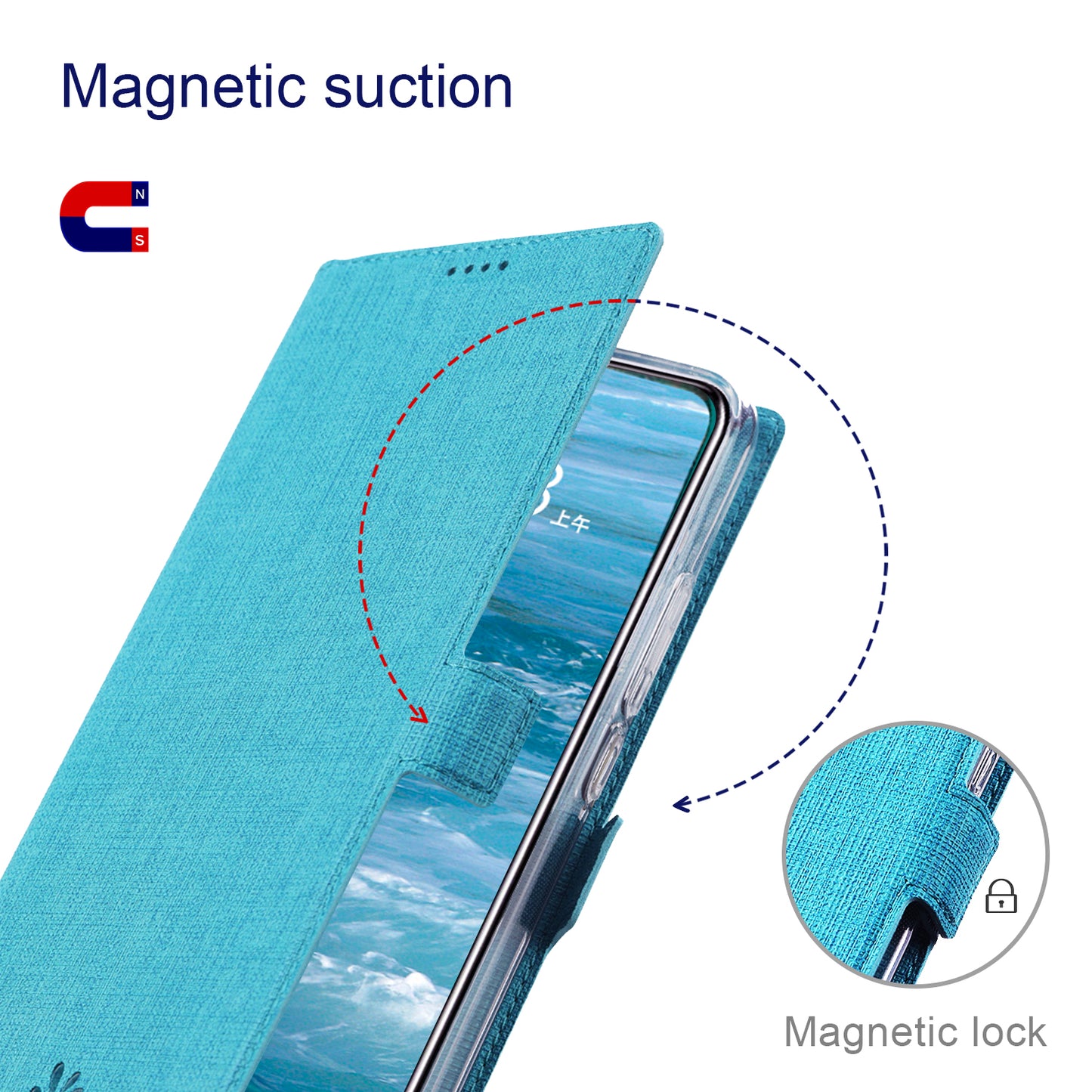 VILI DMK Series for Samsung Galaxy S24 Ultra Wallet Case PU Leather Folio Phone Cover - Blue