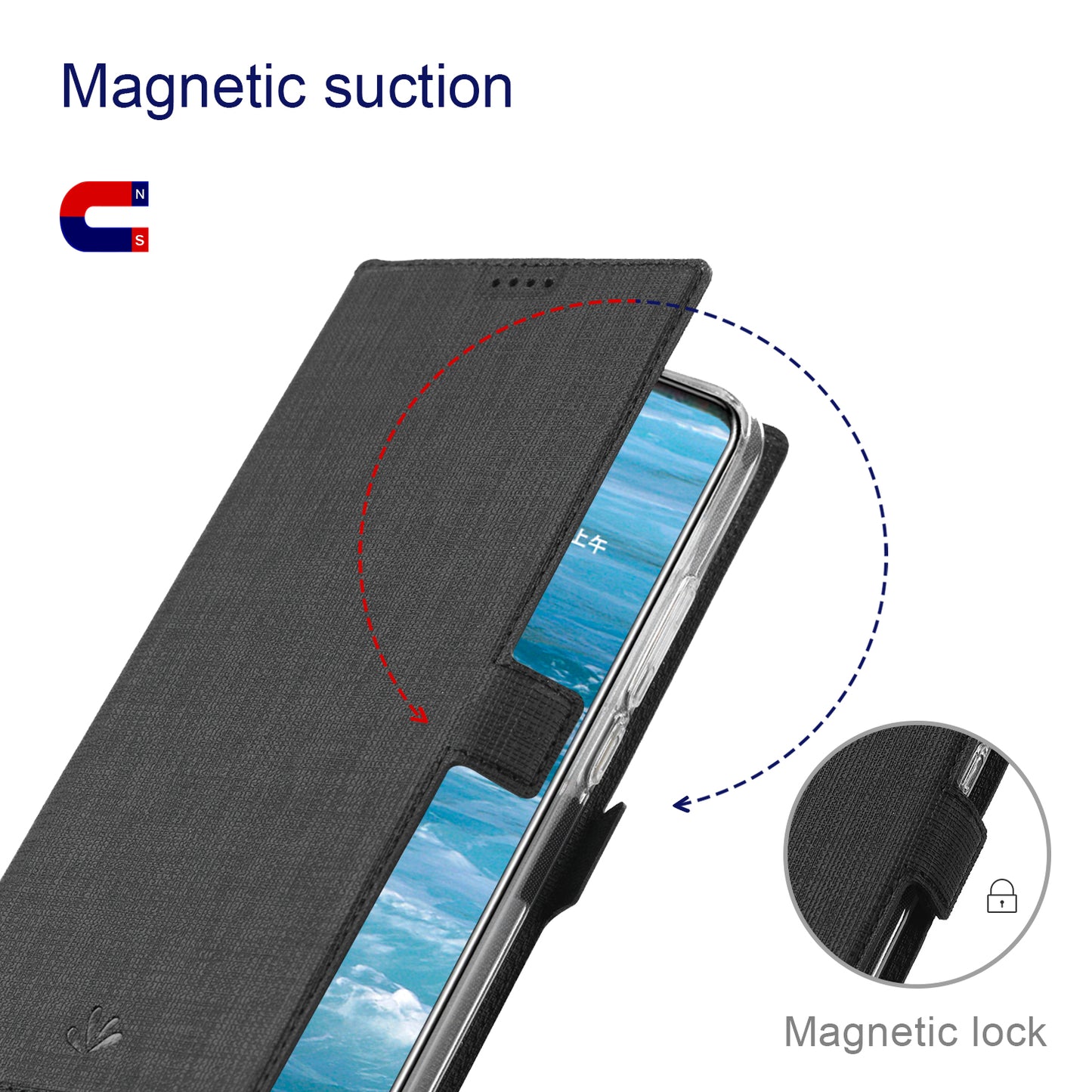 VILI DMK Series for Samsung Galaxy S24 Ultra Wallet Case PU Leather Folio Phone Cover - Black