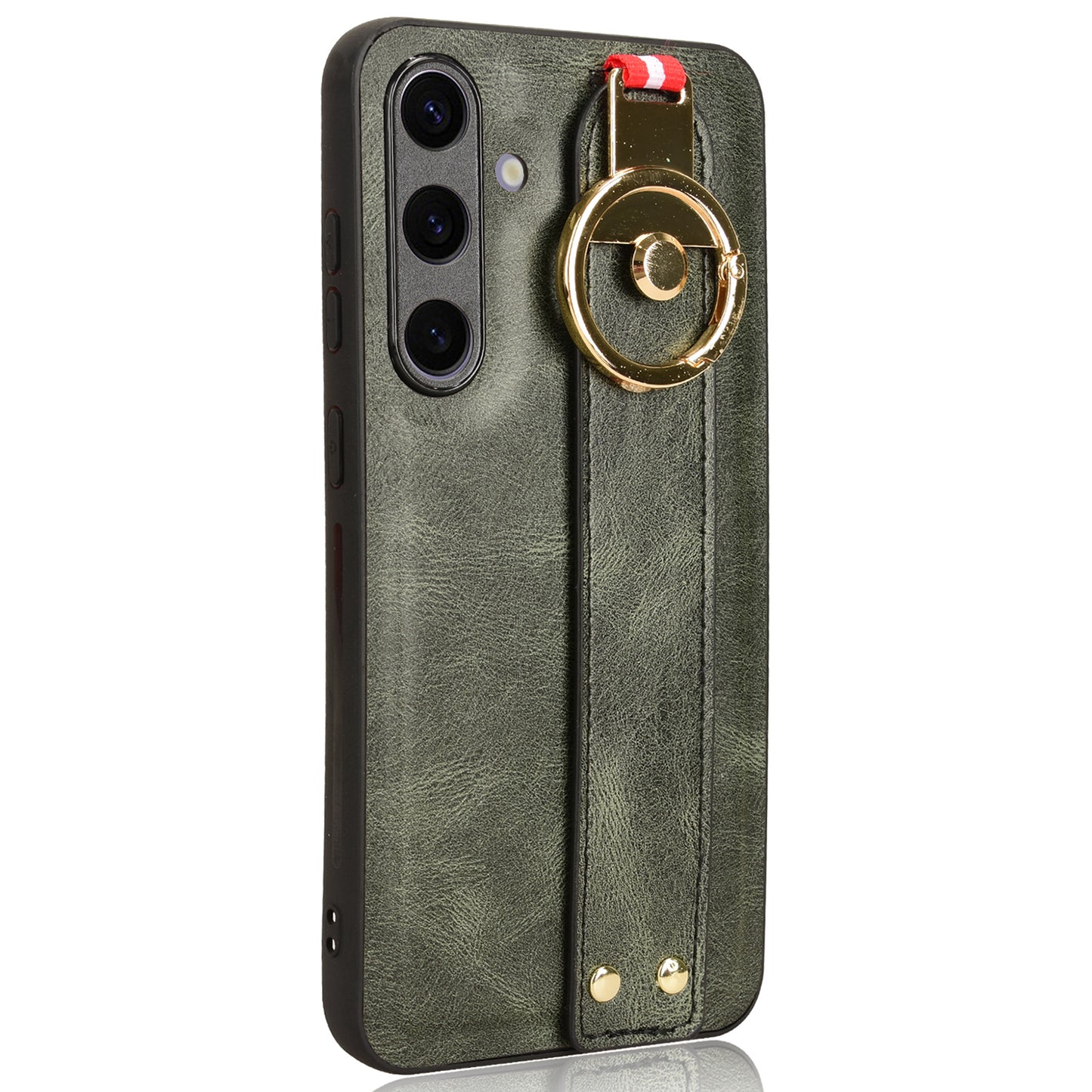 For Samsung Galaxy S24+ Case PU Leather+PC+TPU Wristband Kickstand Phone Cover - Green