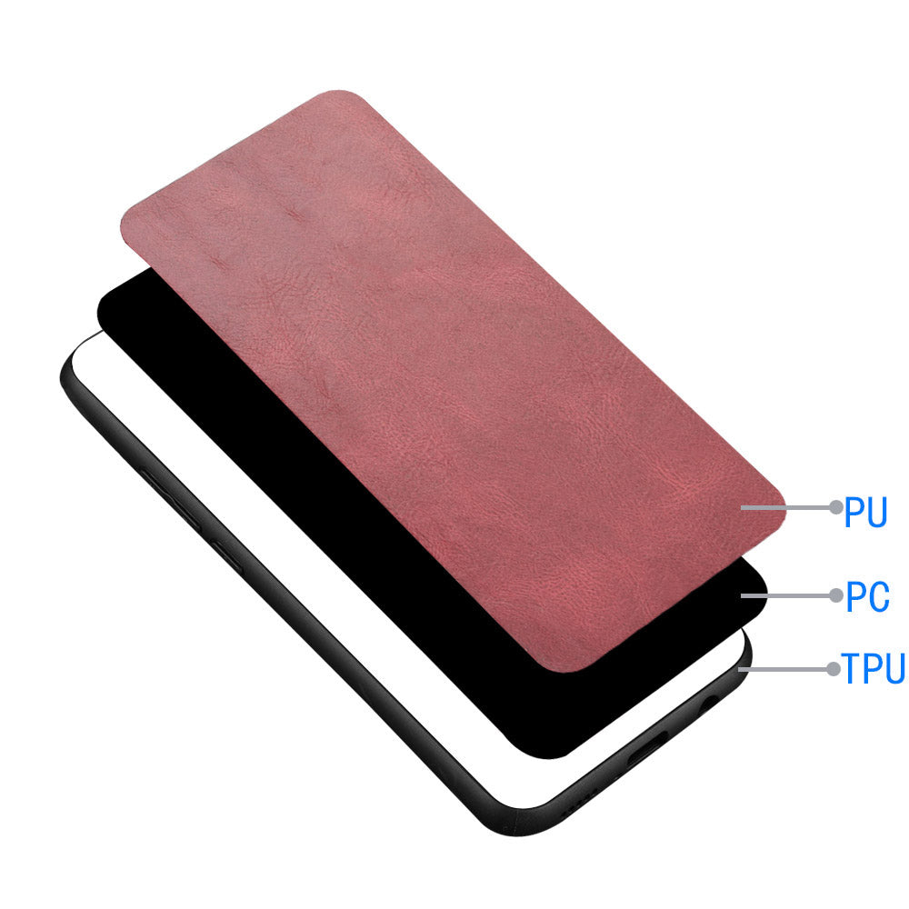 For Samsung Galaxy S24+ Cell Phone Case Cowhide Texture Shock Absorbing Cover - Red