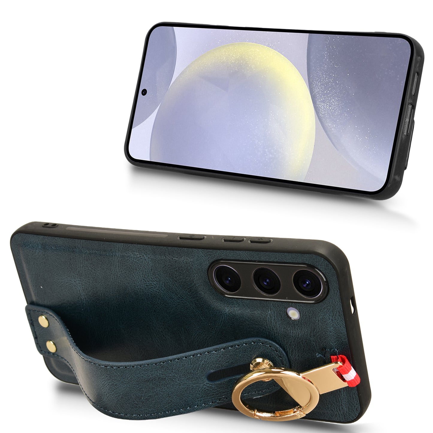 For Samsung Galaxy S24 Case PU Leather+PC+TPU Shockproof Bottle Opener Cover - Blue