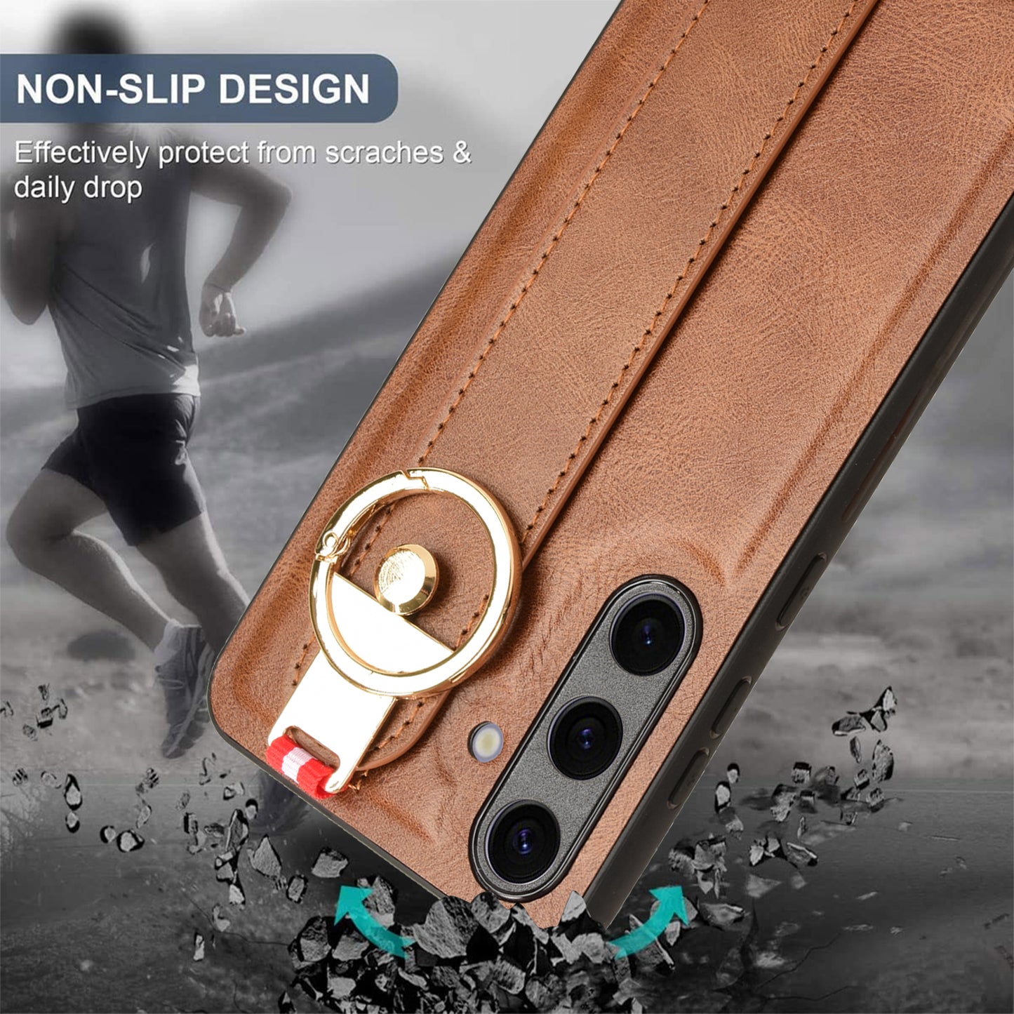 For Samsung Galaxy S24 Case PU Leather+PC+TPU Shockproof Bottle Opener Cover - Brown