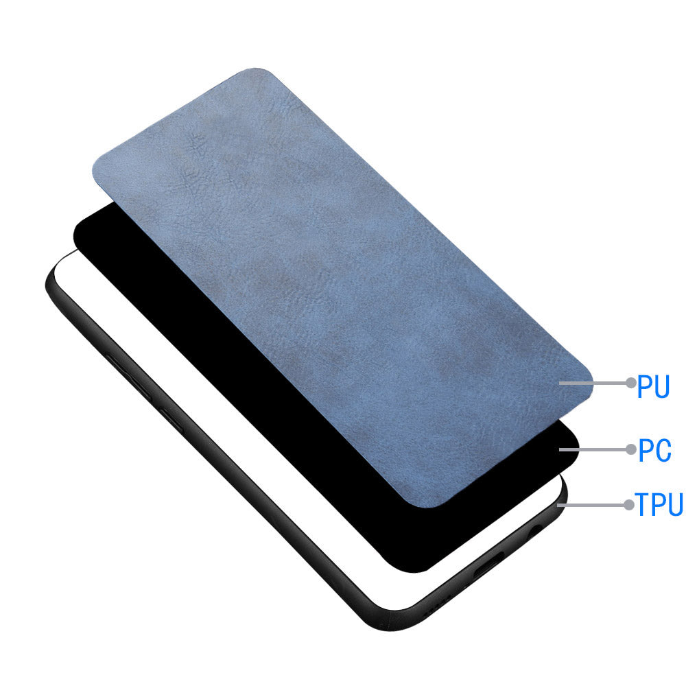 For Samsung Galaxy S24 Ultra Case PU Leather Coated PC+TPU Stitching Line Smart Phone Cover - Blue