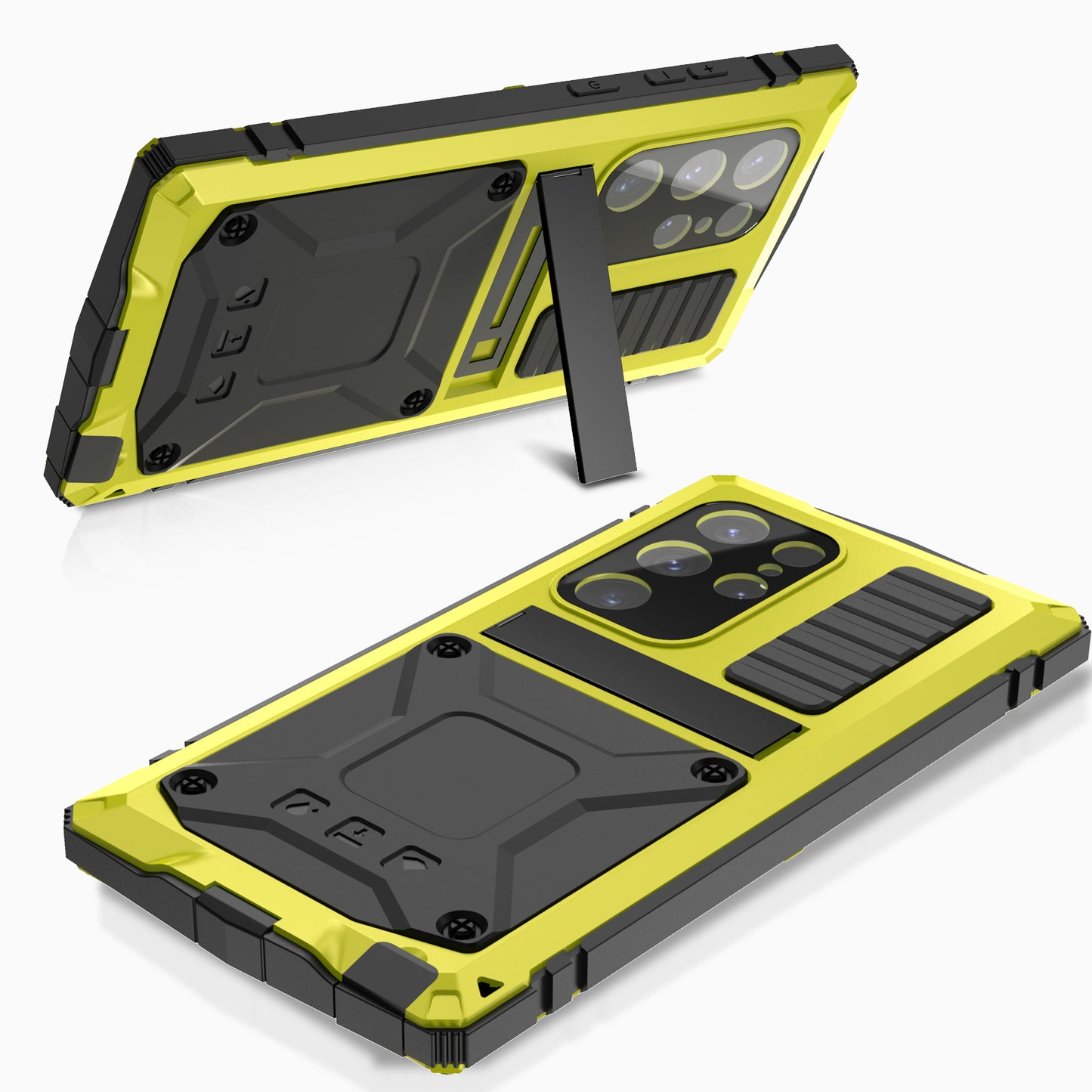 R-JUST For Samsung Galaxy S24 Ultra Phone Case Full Protection Cover with Kickstand - Yellow