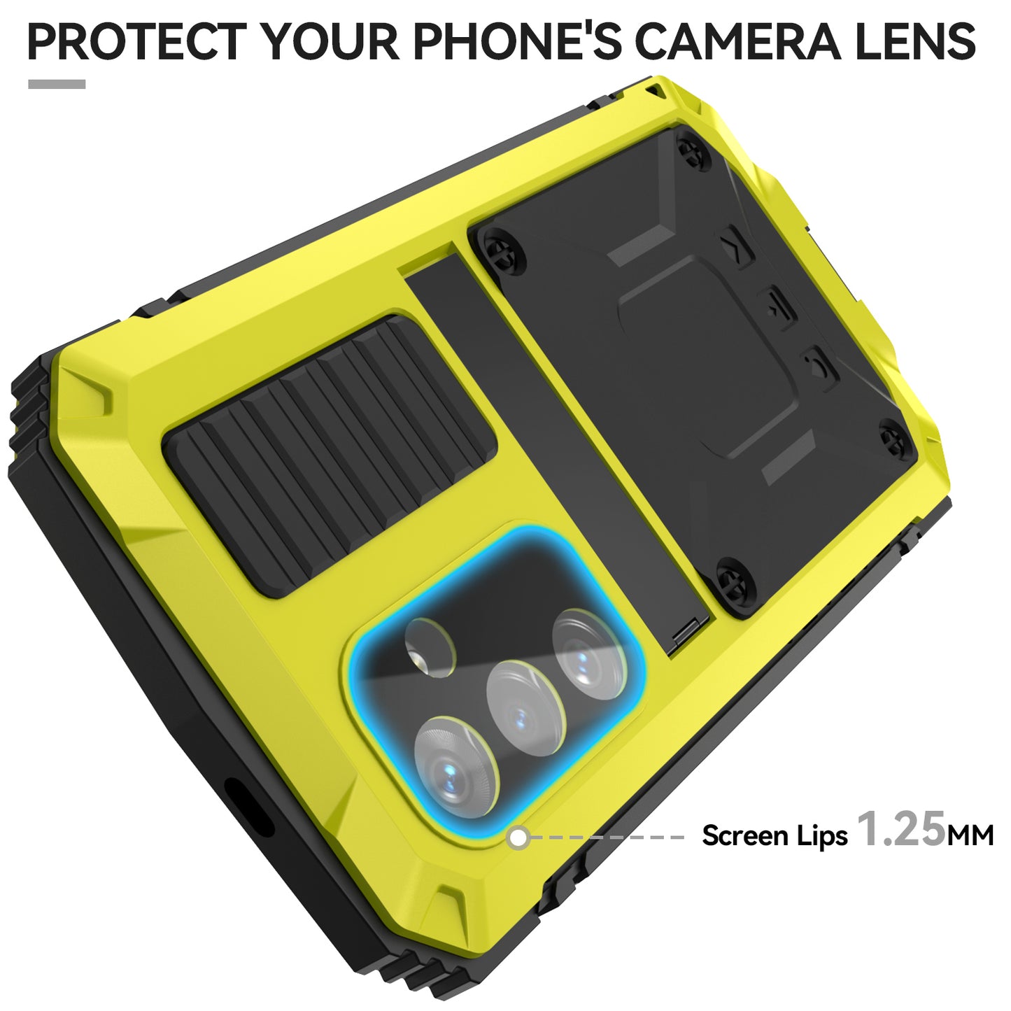R-JUST For Samsung Galaxy S24 Kickstand Phone Case Shockproof Tough Armour PC+Silicone+Metal Cover - Yellow