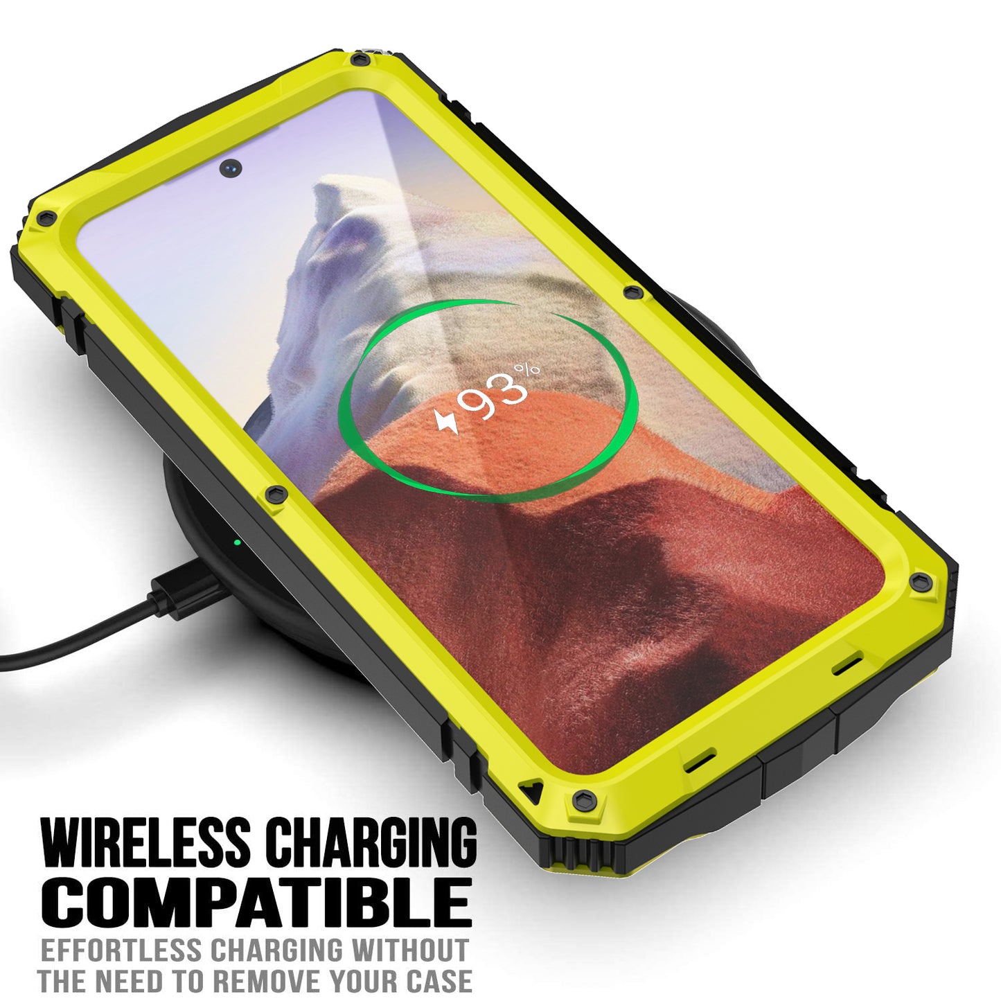 R-JUST For Samsung Galaxy S24 Kickstand Phone Case Shockproof Tough Armour PC+Silicone+Metal Cover - Yellow