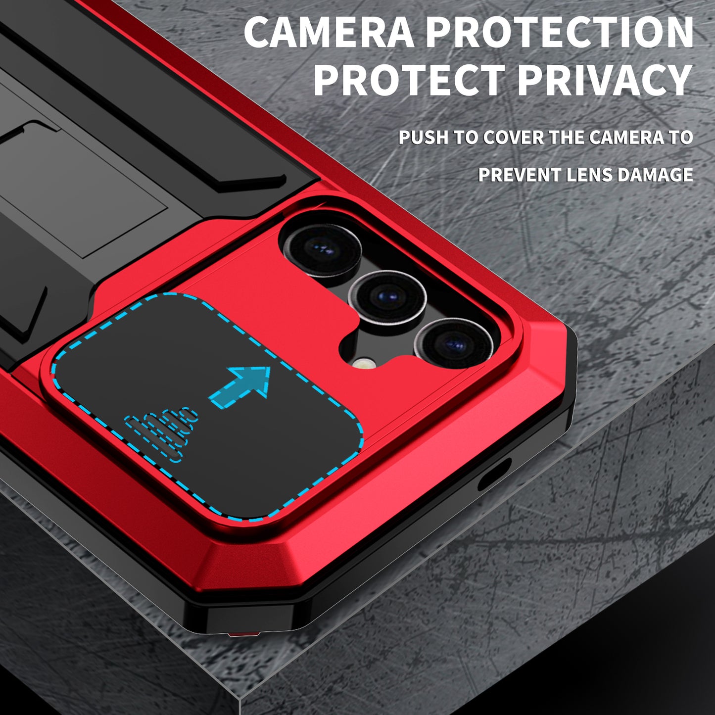 R-JUST For Samsung Galaxy S24+ Cell Phone Case PC+Silicone+Metal Kickstand Cover - Red